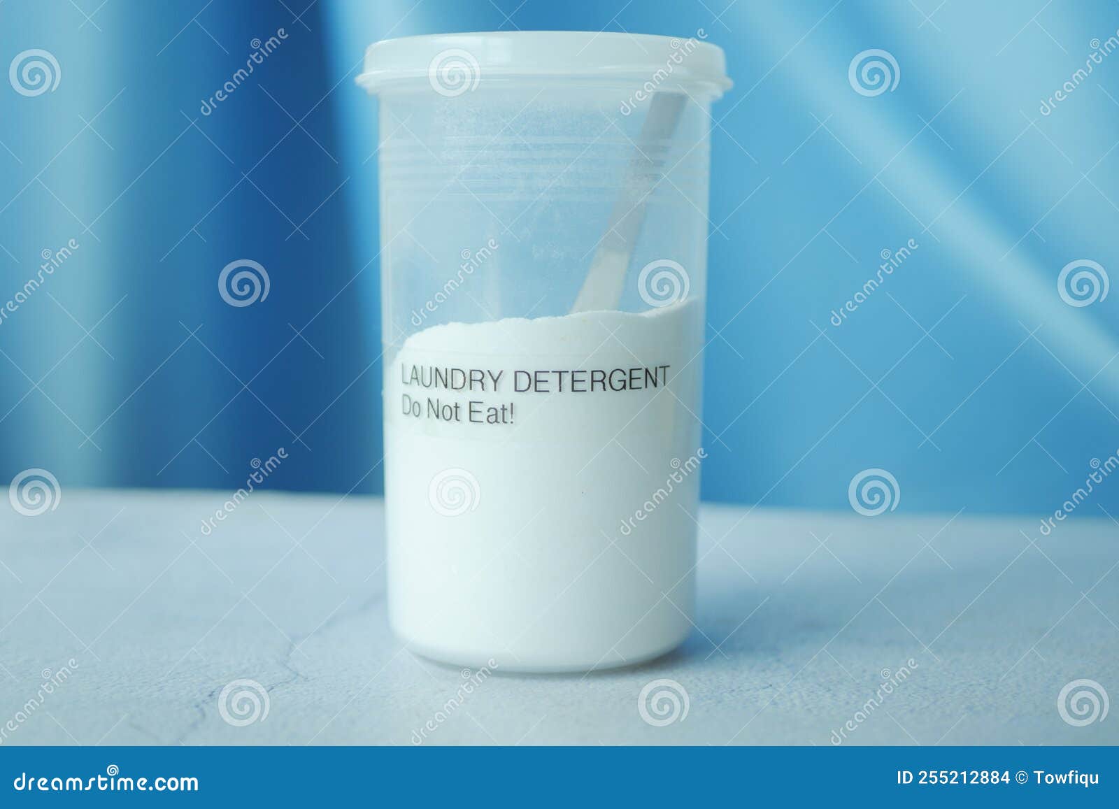 Washing Powder in Plastic Container on Table Stock Photo Image of