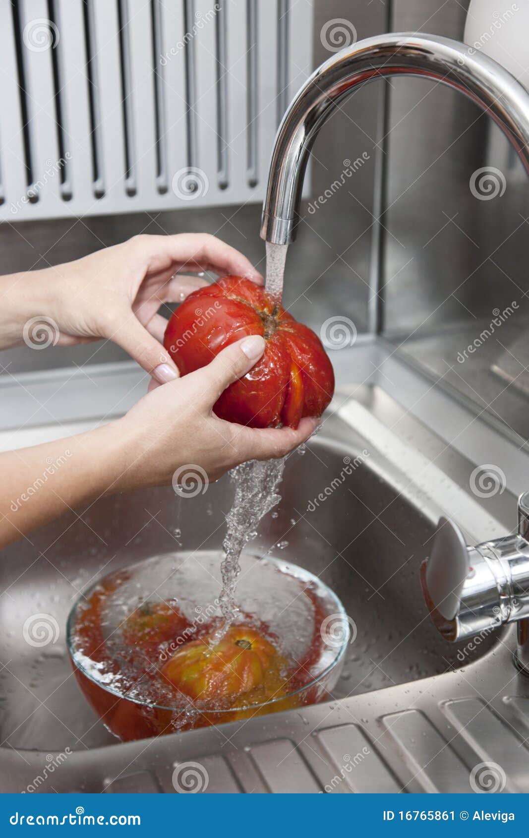 Washing tomatoes stock image. Image of wash, silver, lunch 16765861
