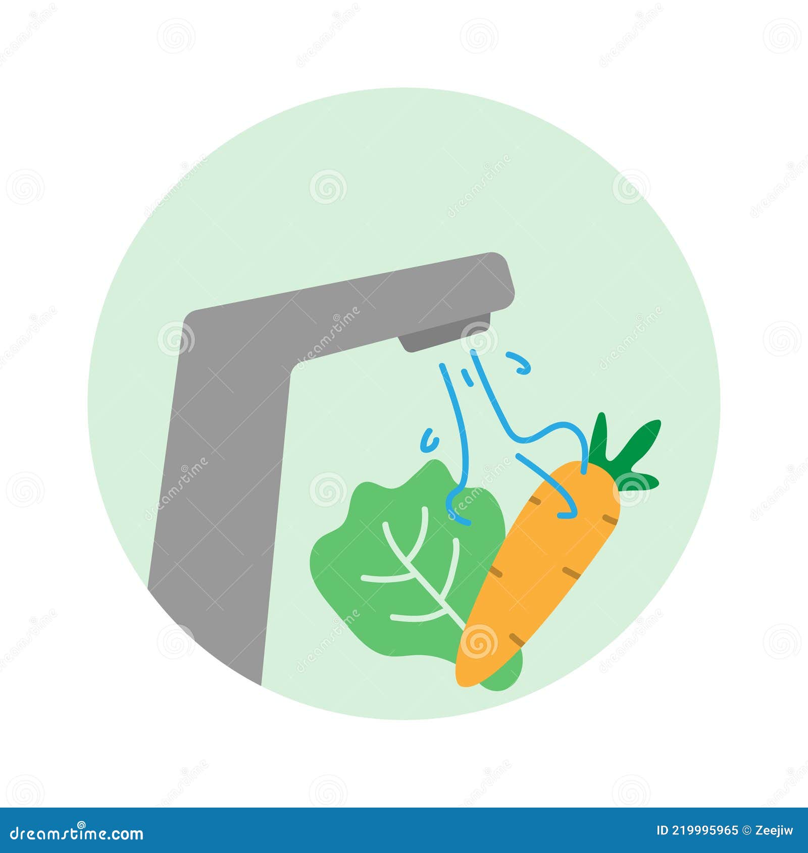 Washing Vegetable. Clean Food. White Background Stock Vector