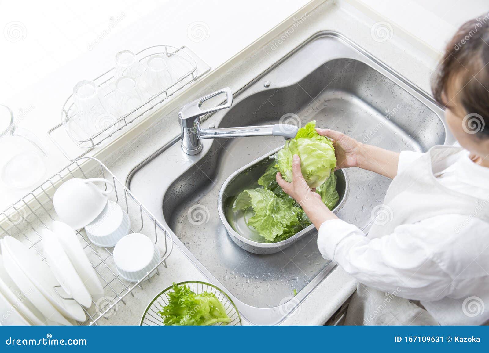 Washing Vegetables in the Sink Stock Image Image of food, hand 167109631