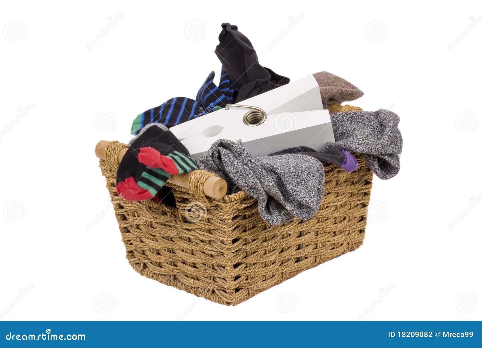 Washing in Wicker Basket Isolated on White Stock Photo Image of
