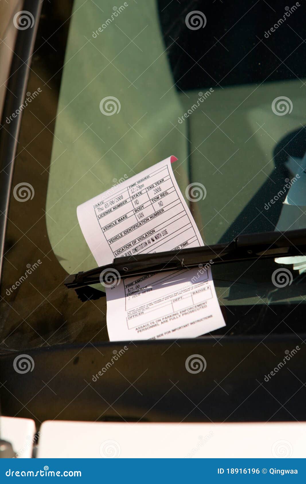 Washington DC Parking Ticket on Car Windshield Stock Photo Image of
