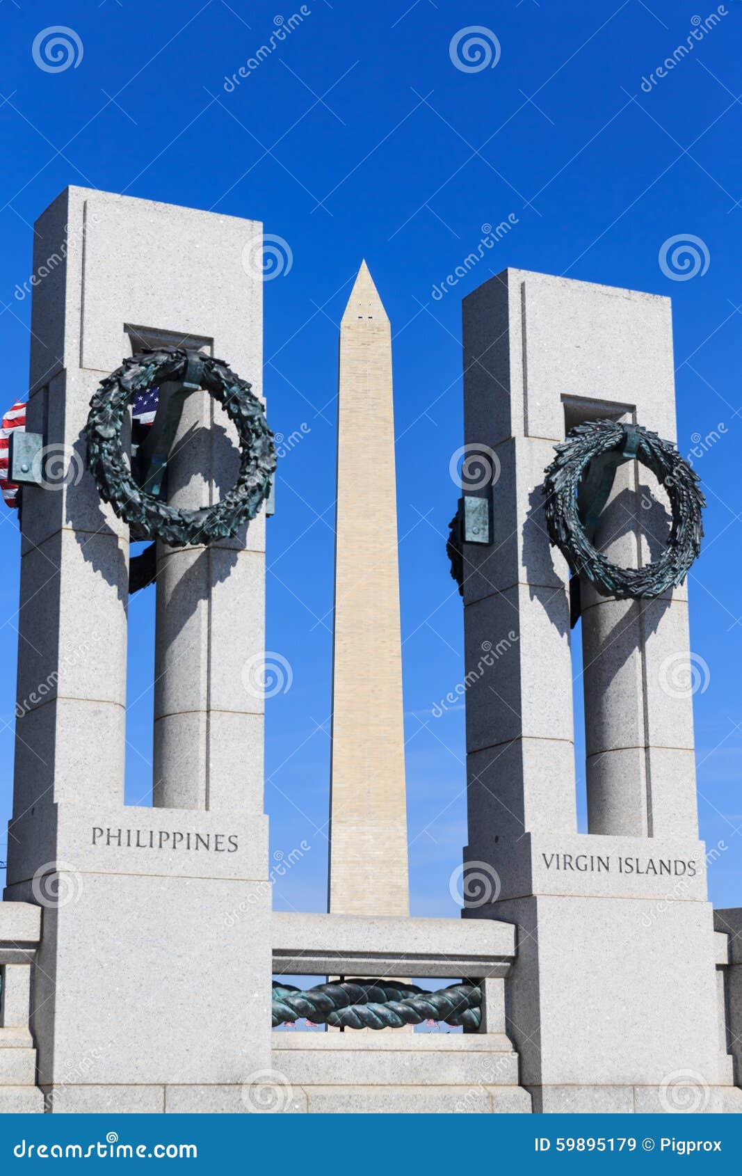 Washington Monument and the WWII memorial. Washington Monument and the WWII memorial in Washington DC.