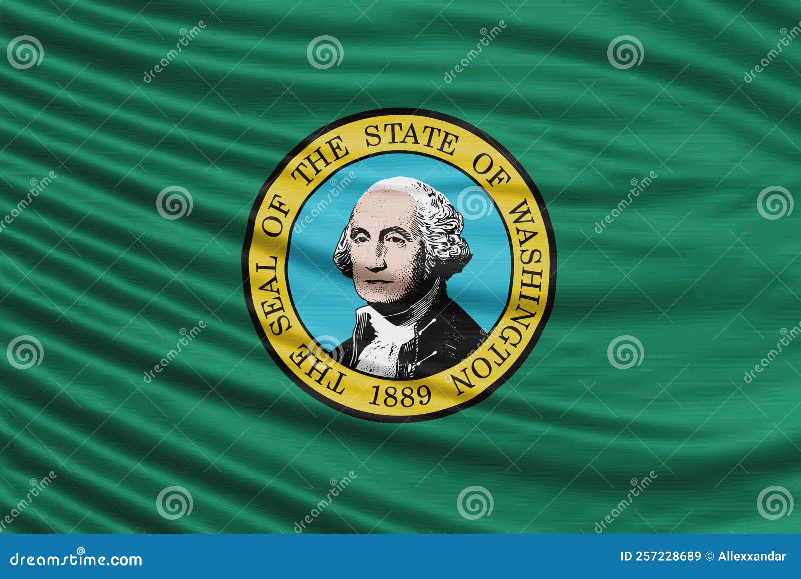 Washington State Flag Wave Close Up, Washington Flag Stock Image