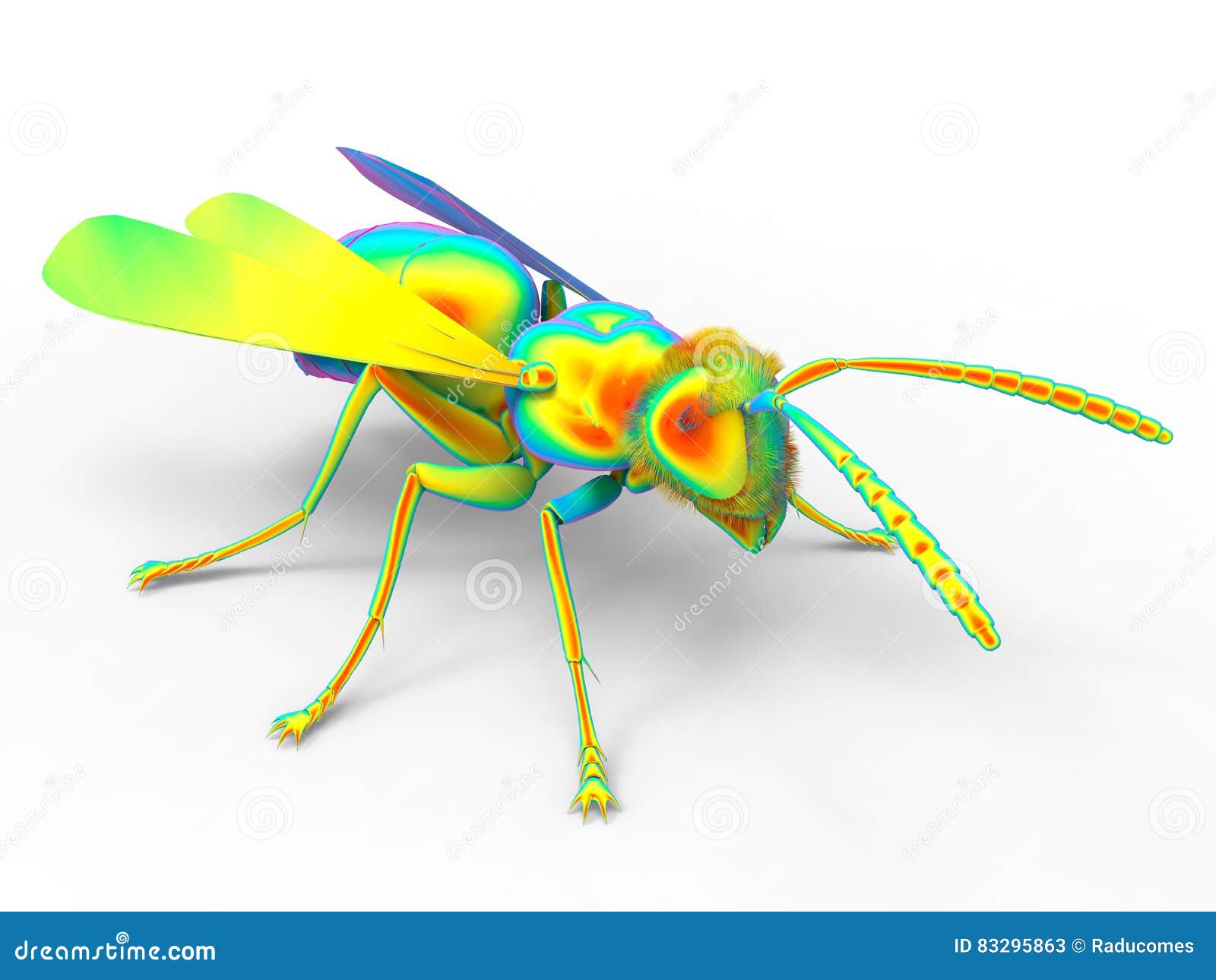 Wasp - rainbow colored stock illustration. Illustration of apidae