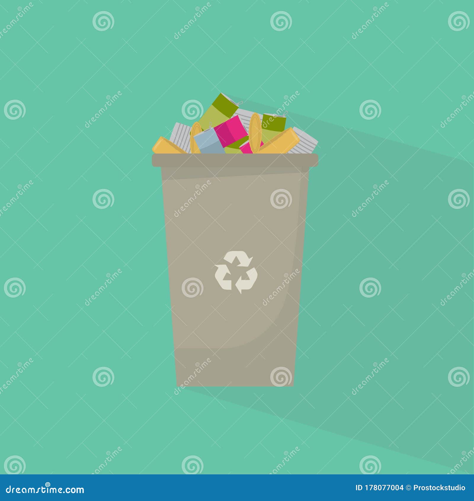 Waste Management. Creative Illustration with Garbage Container Full of  Metal Cans on Turquoise Background Stock Illustration - Illustration of  arrow, disposal: 178077004