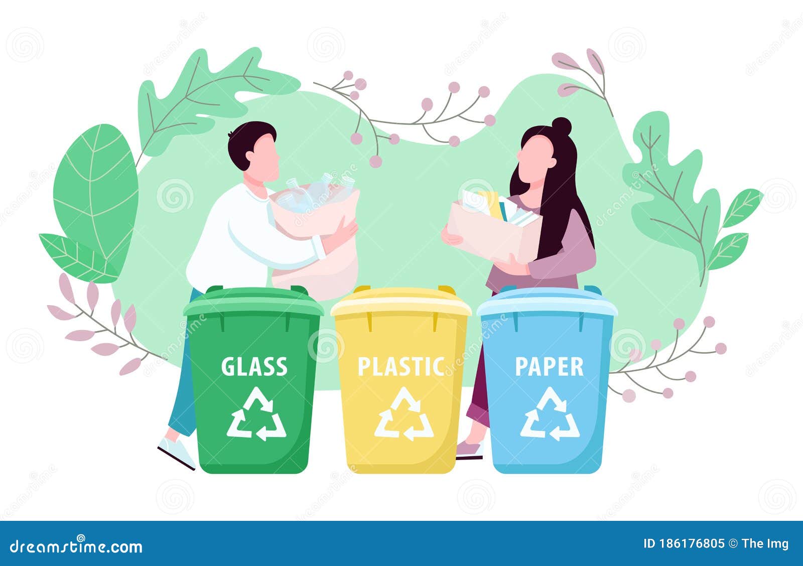 Waste Management, Eco Friendly Living 2D Vector Web Banner, Poster Stock  Vector - Illustration of metal, faceless: 186176805