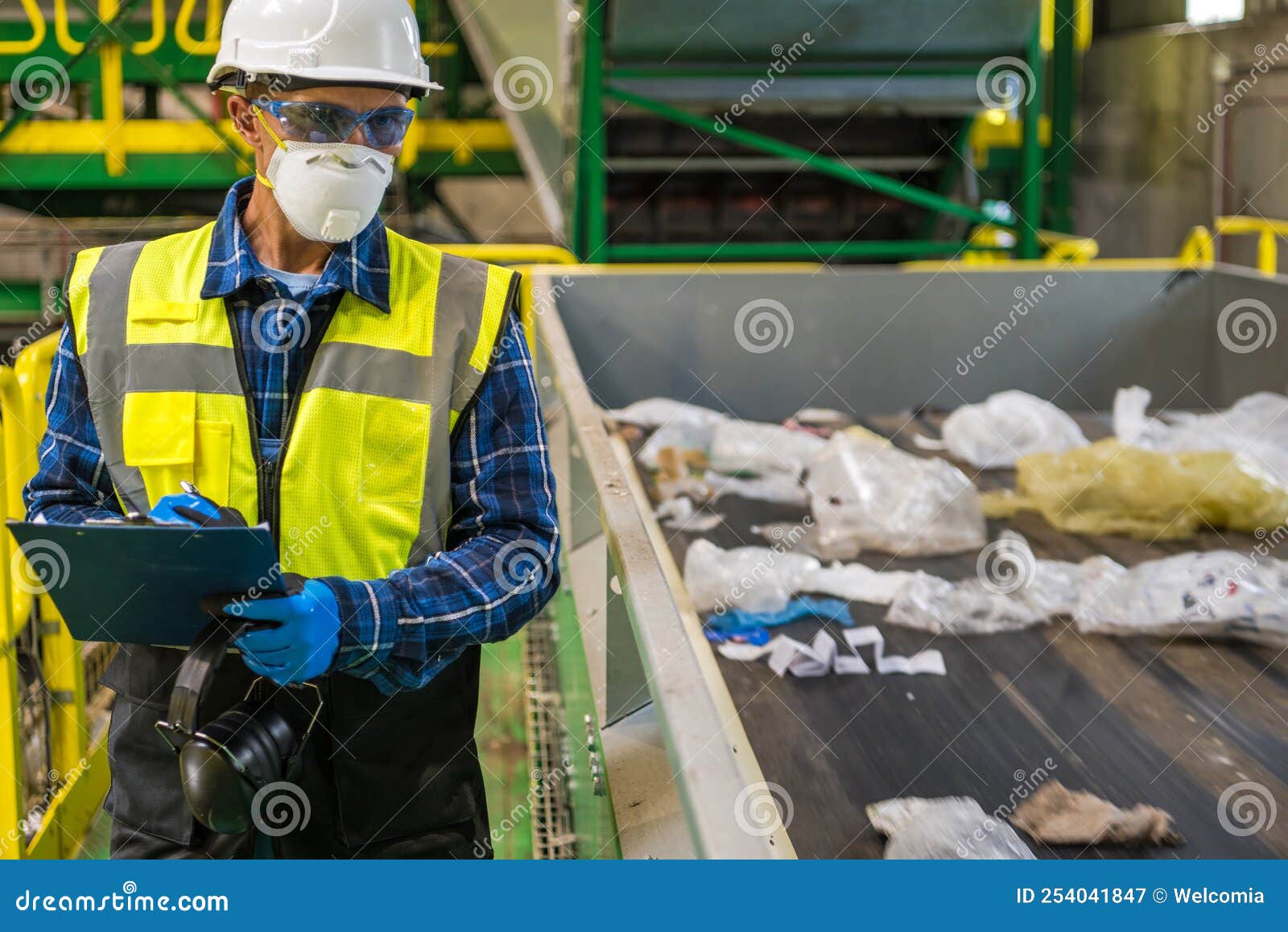 Waste Management Sorting Facility Worker Stock Image Image of