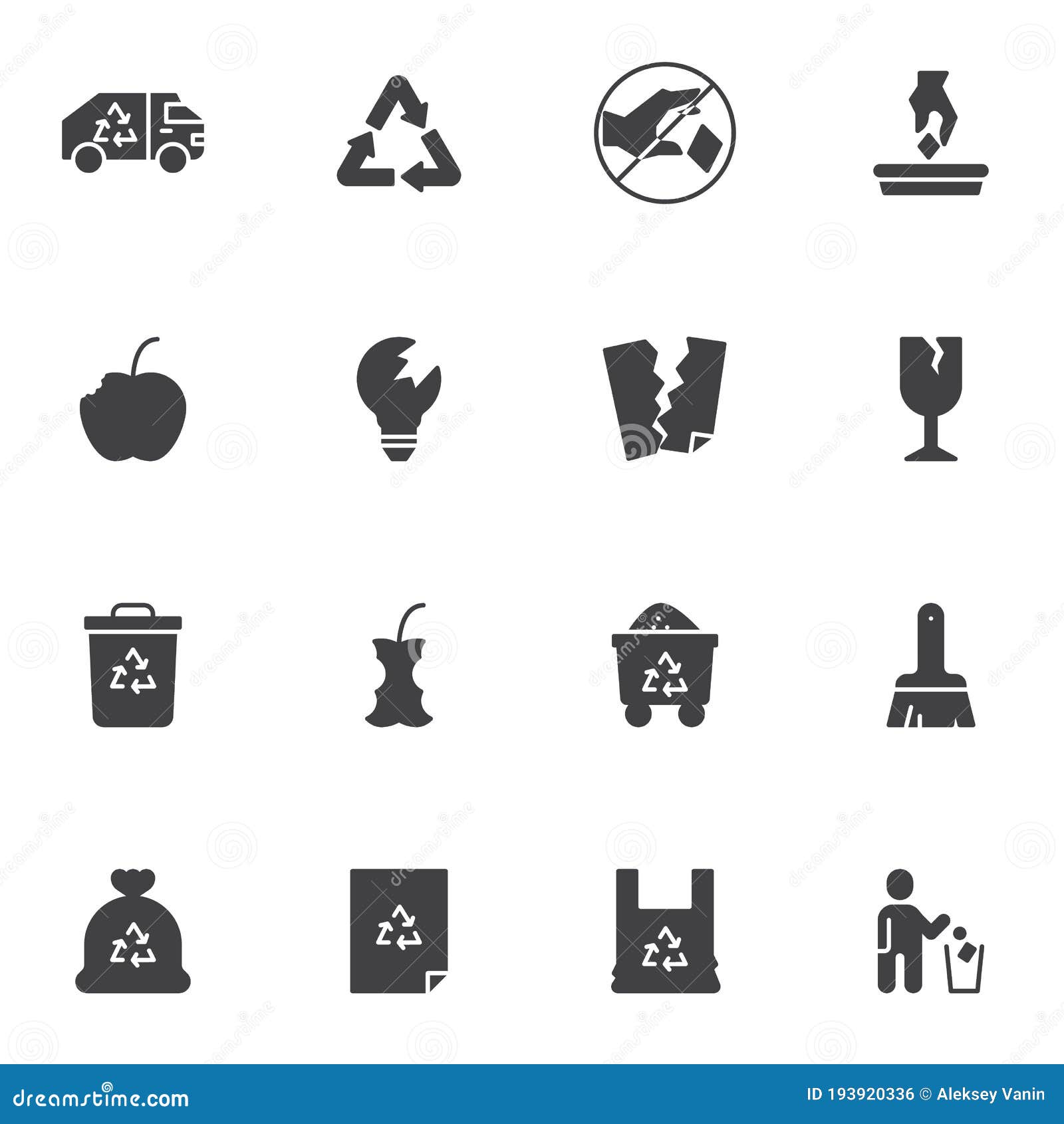 waste material  icons set