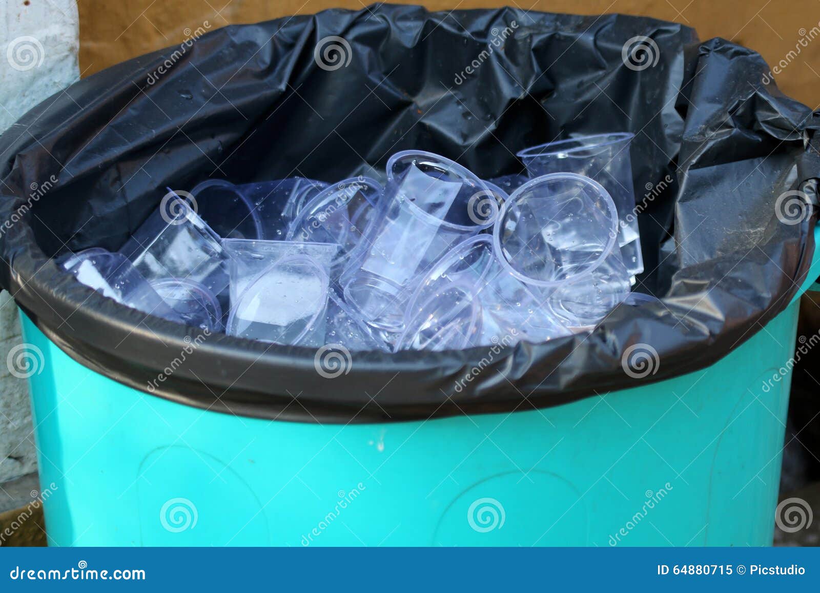 Waste plastic dustbin stock image. Image of plastic, cups 64880715