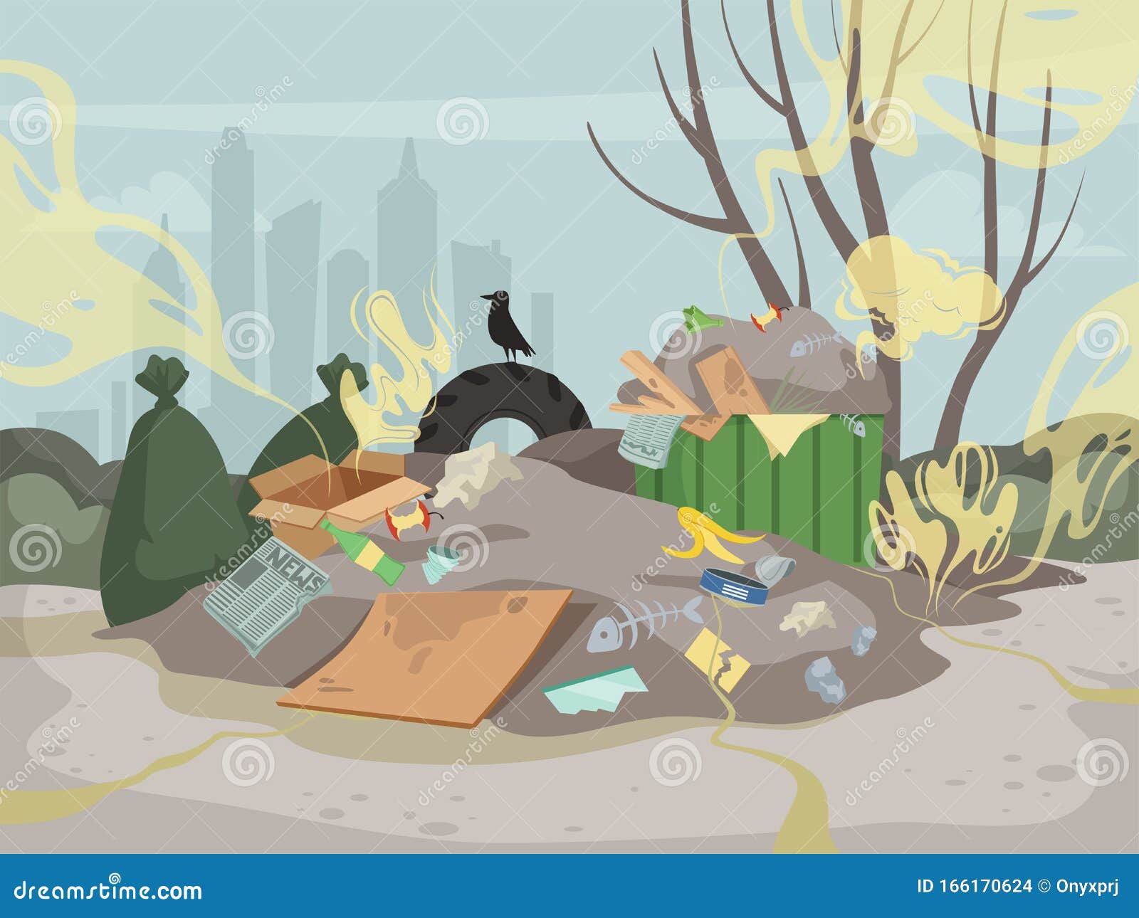 Waste Smell. Toxic Junk Mountain Garbage Bad Environment Dump Smell