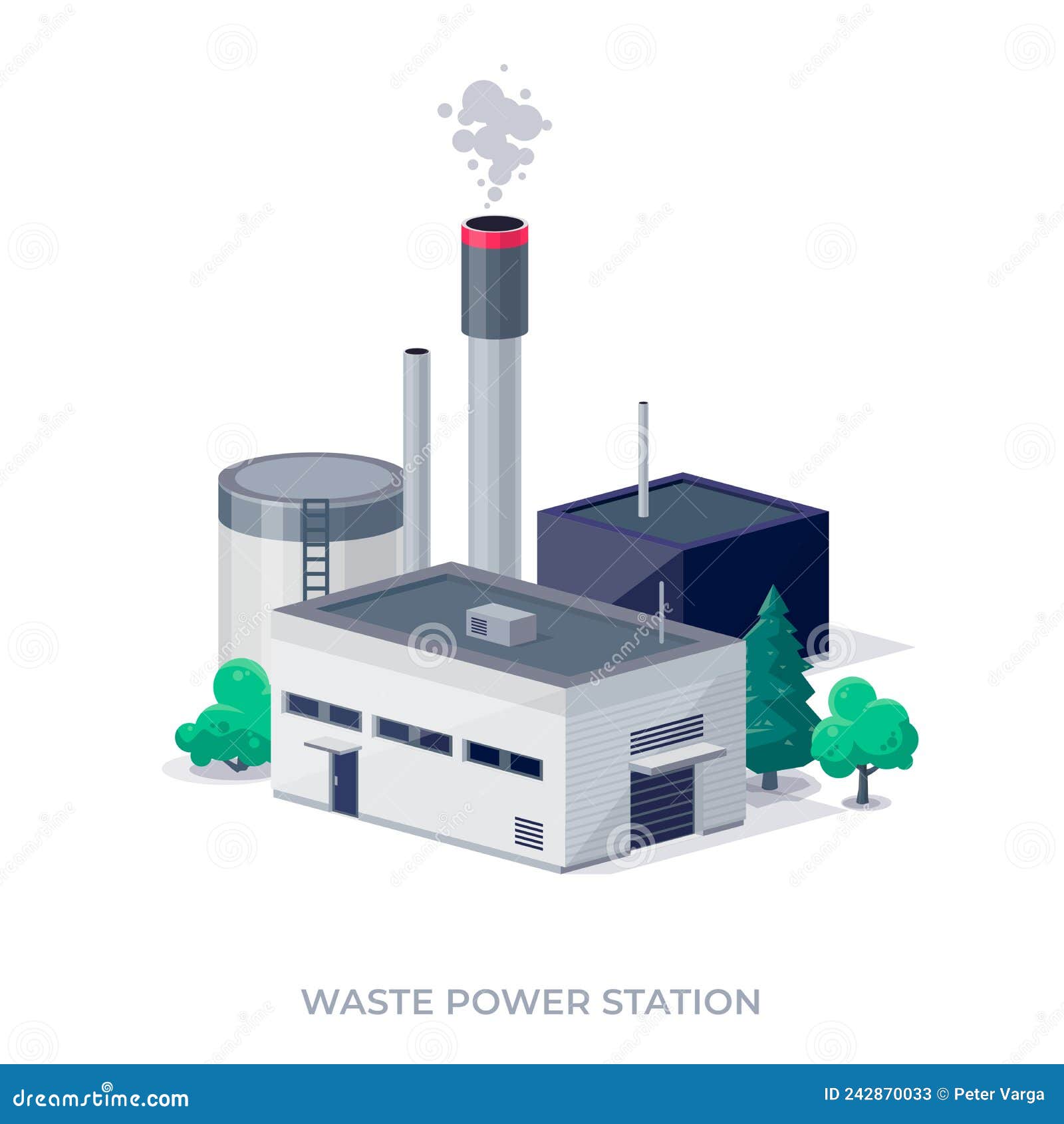 Waste-to-energy Power Plant Station Stock Vector Illustration dispose, generator: