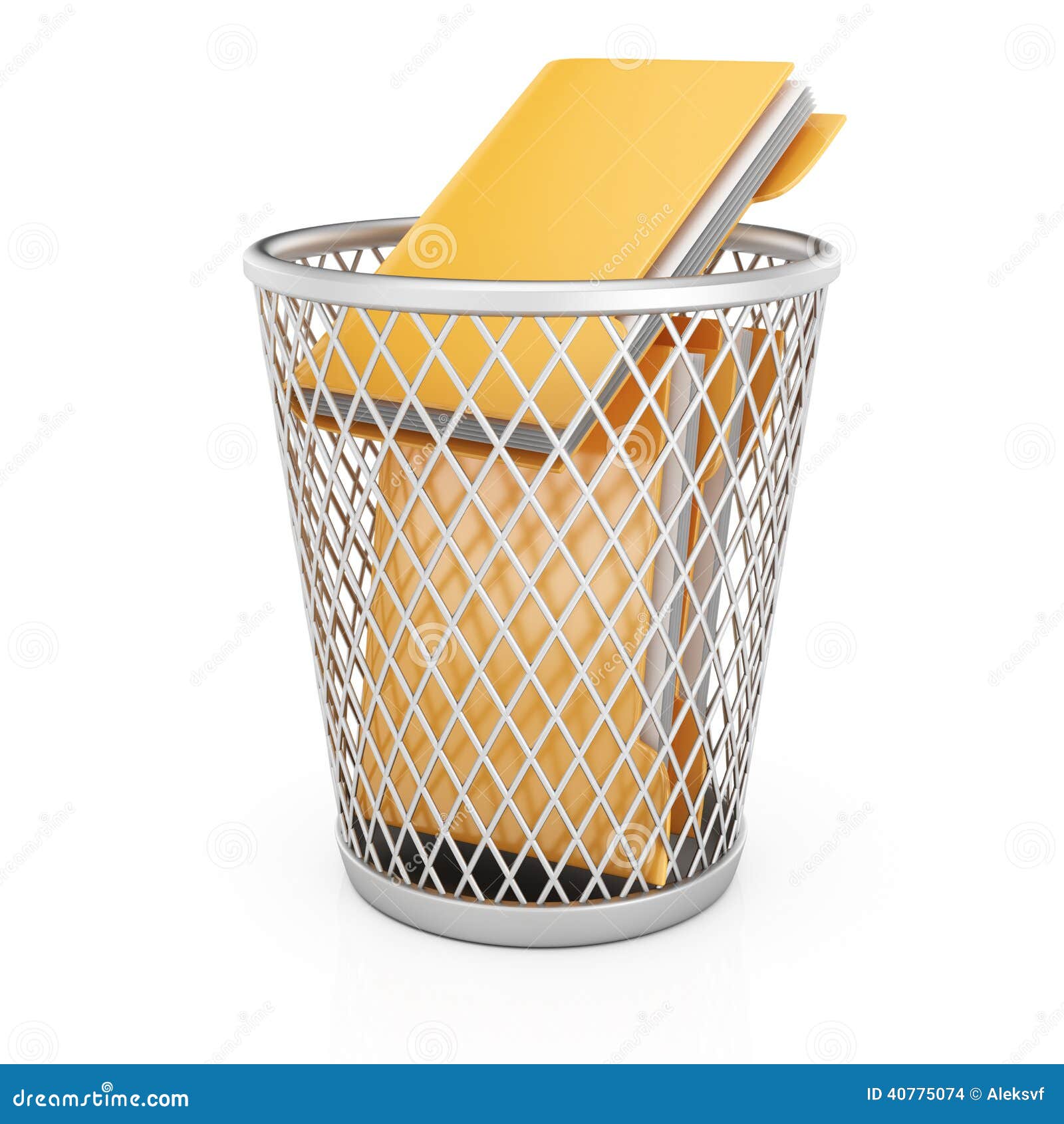 wastepaper basket with folders