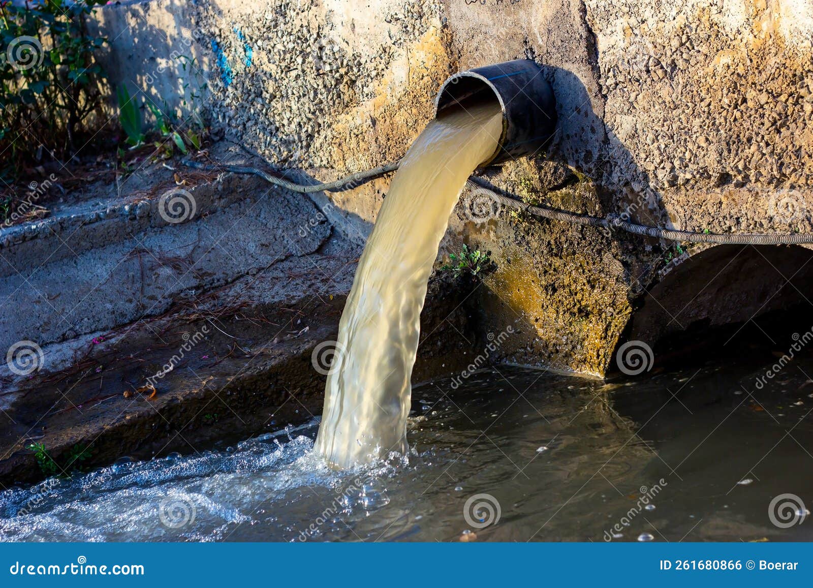 Wastewater Sewage Pipe Dumps the Dirty Contaminated Water into the ...