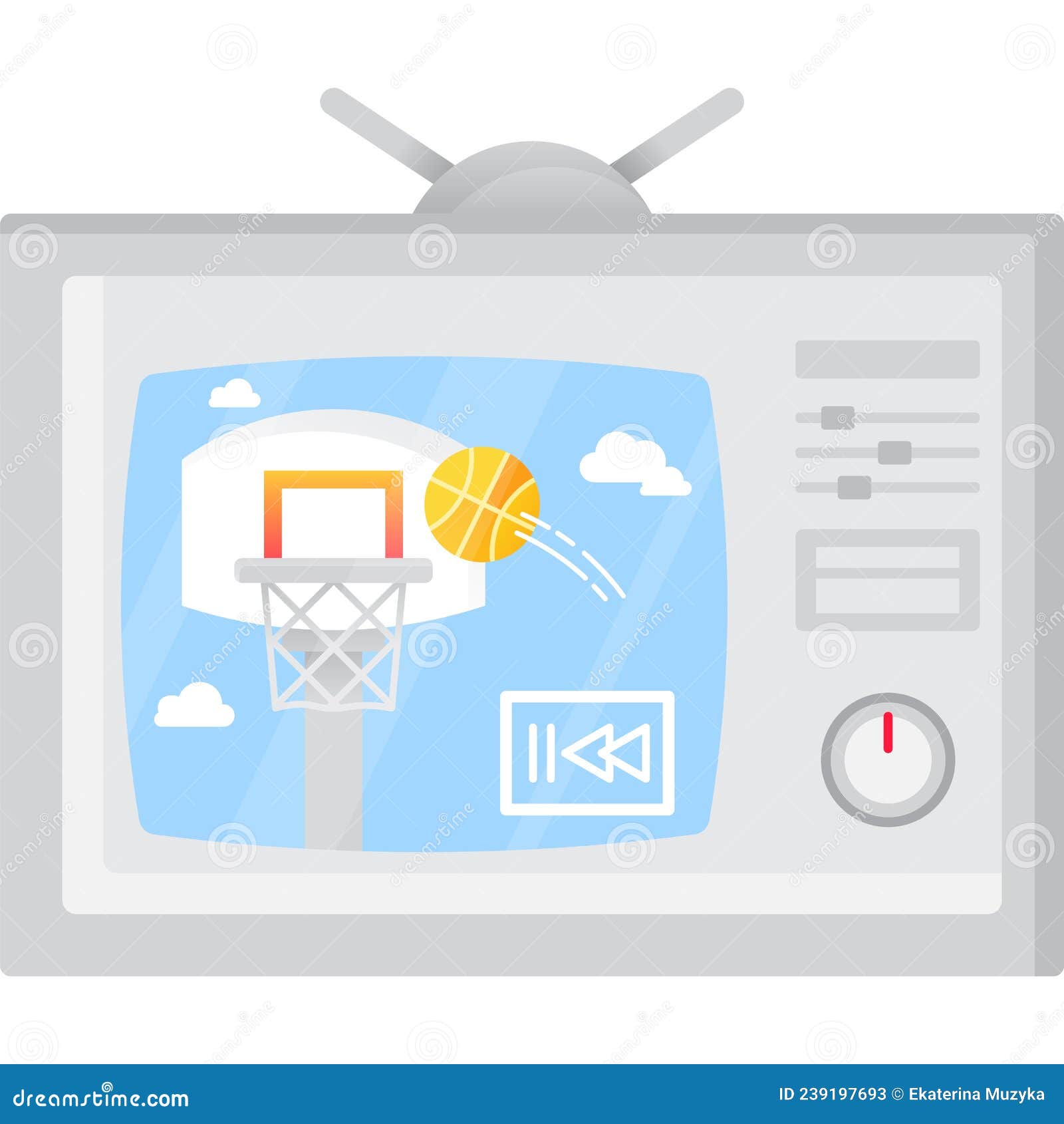 Watch Basketball Match on Tv Vector Icon Stock Illustration