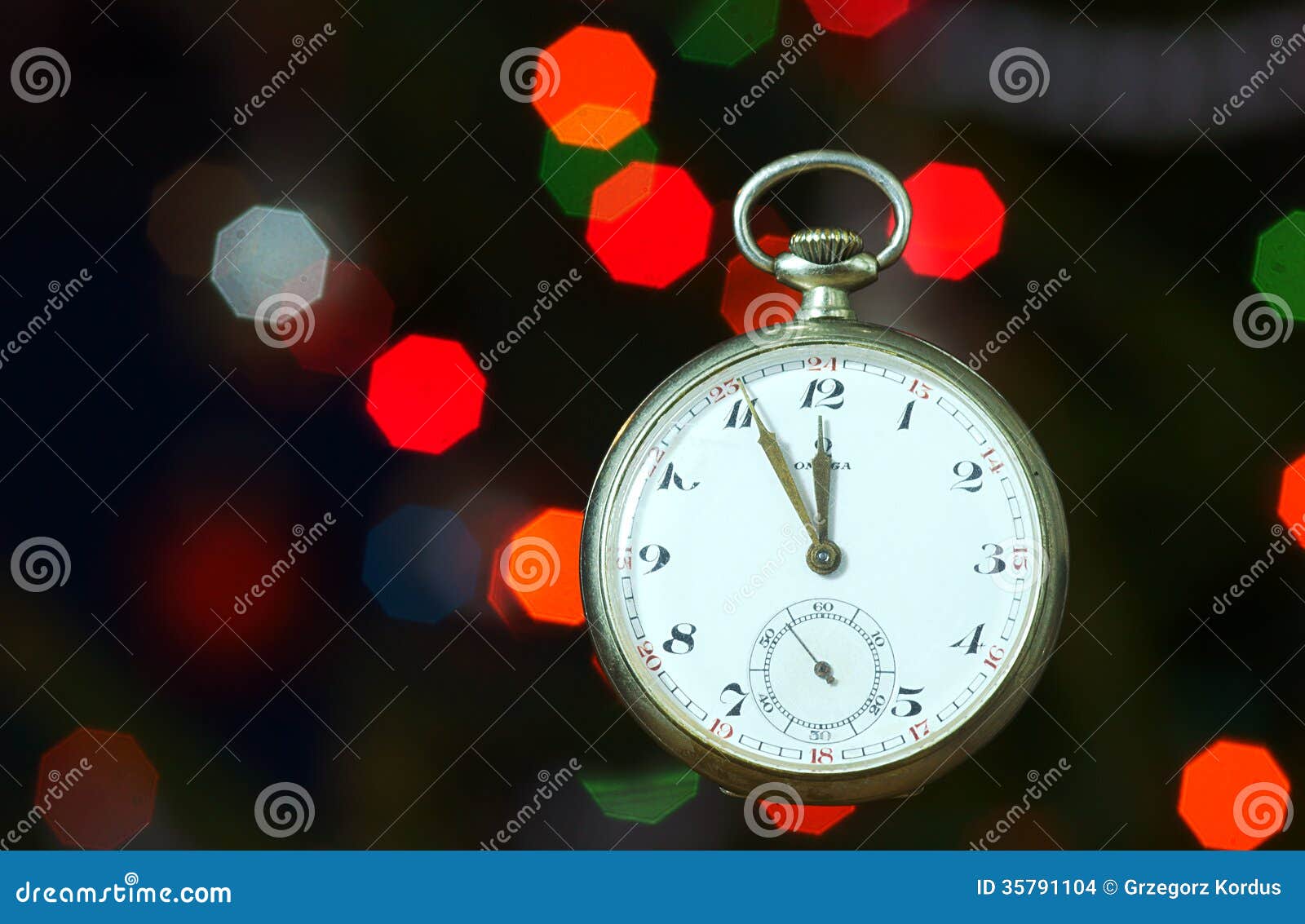 Watch and Christmas lights stock photo. Image of lights 35791104