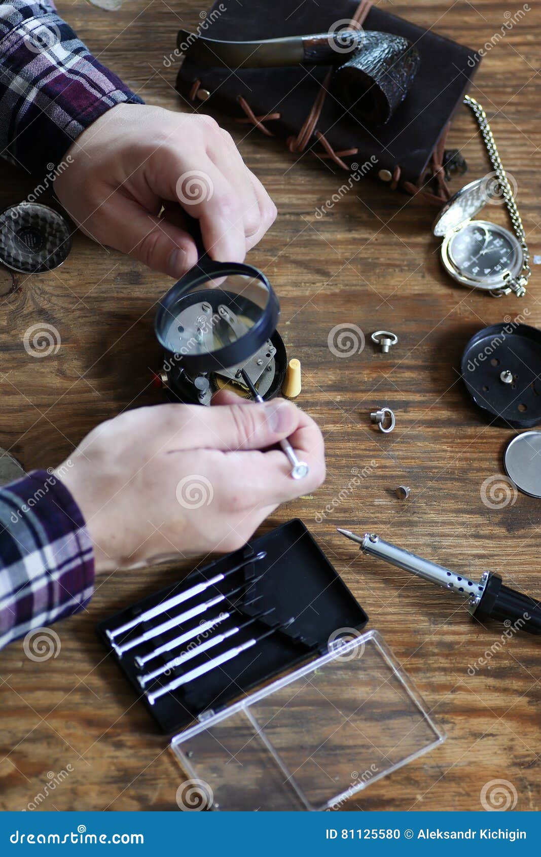 Watch clock repair stock photo. Image of notebook, macro 81125580