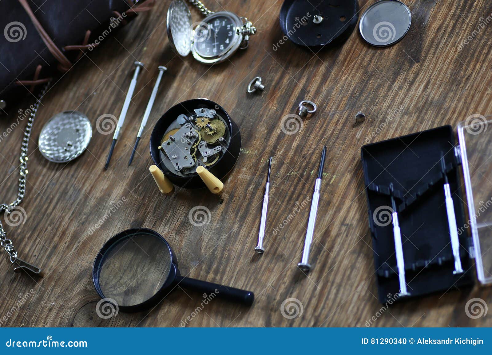 Watch clock repair stock photo. Image of antique, hand 81290340