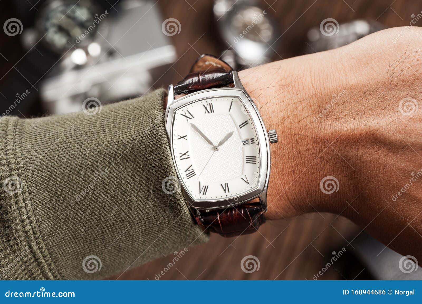 Watch with leather strap stock photo. Image of clockworks 160944686