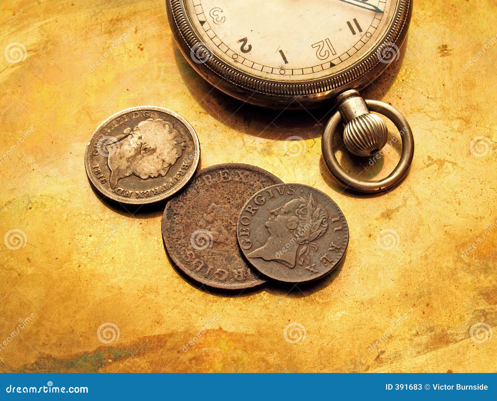 Watch and Old Coins stock image. Image of watch, time, pocket 391683