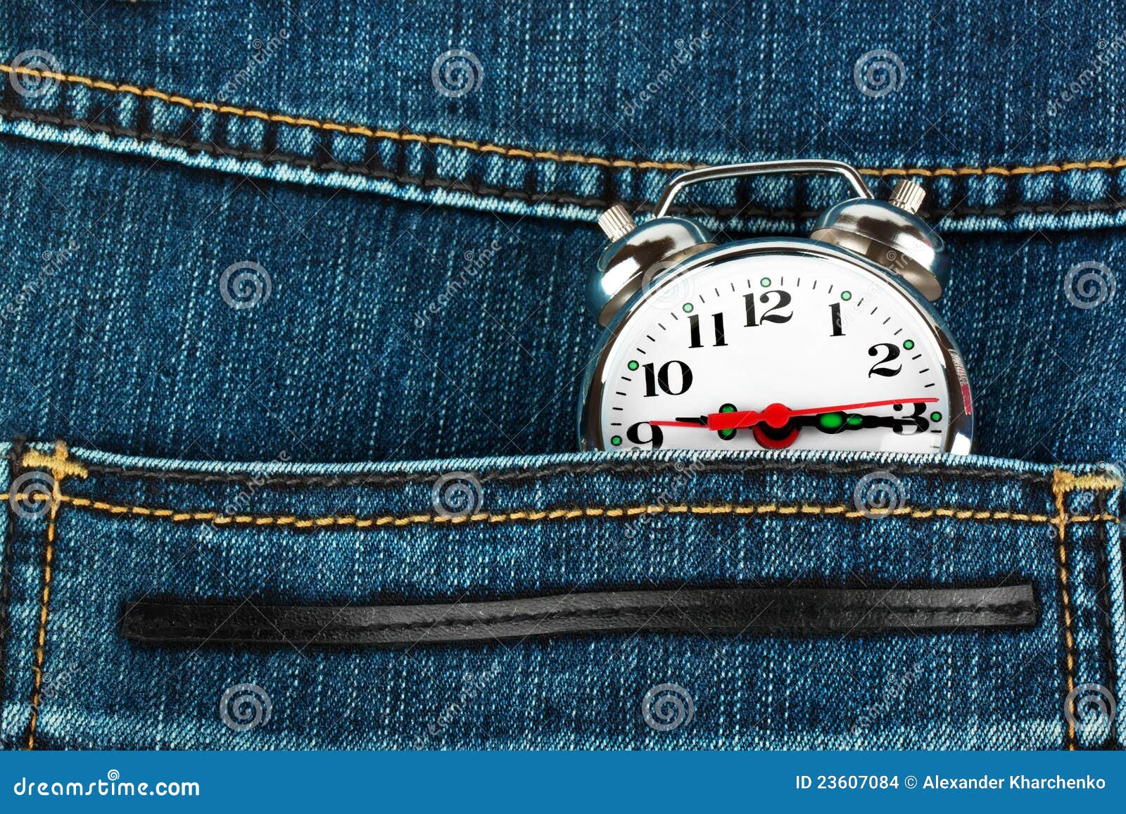 Watch in pocket of jeans stock photo. Image of denim 23607084