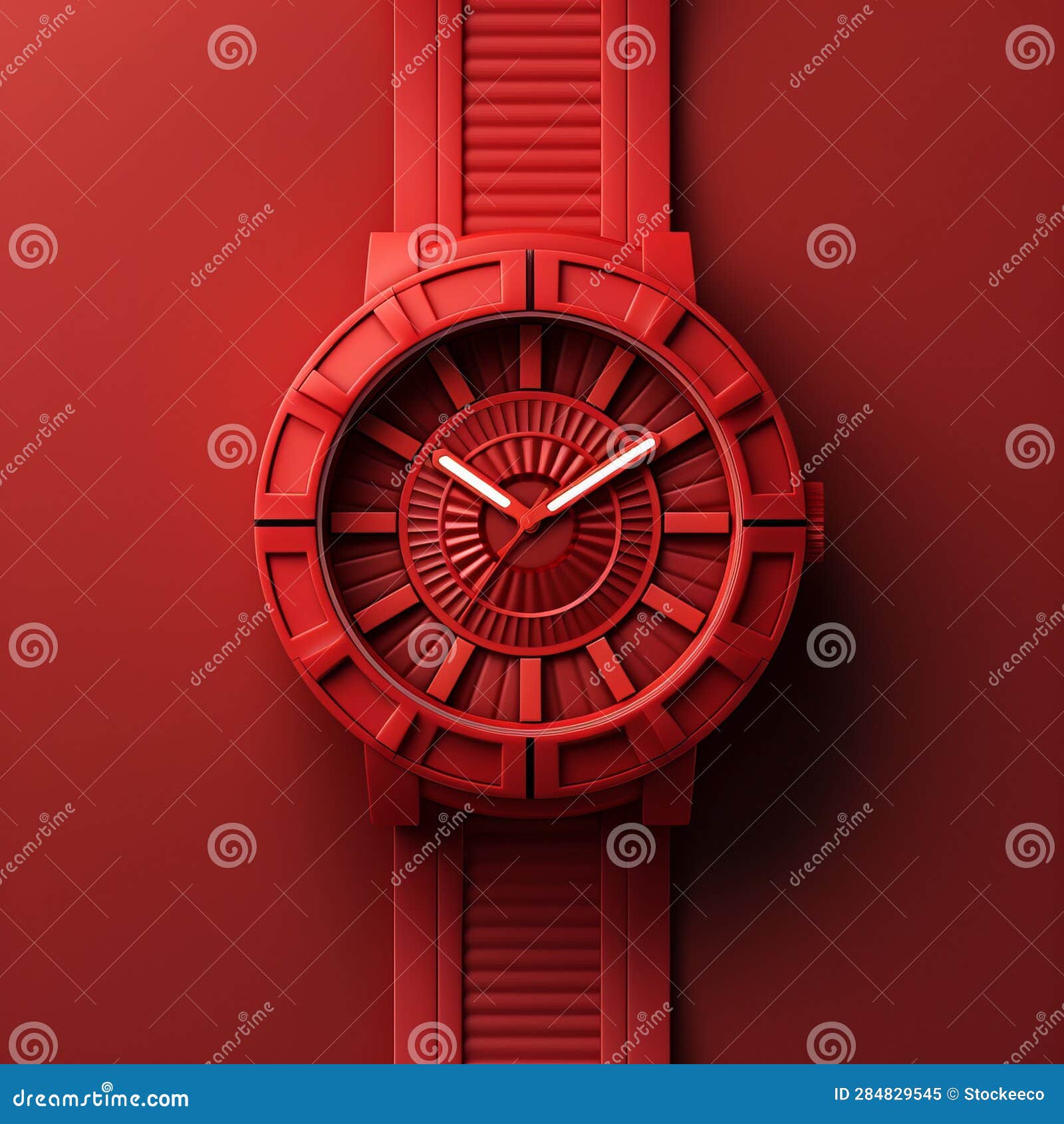 Stunning Red Swatch Watch with 3d Rendered Design Stock Illustration