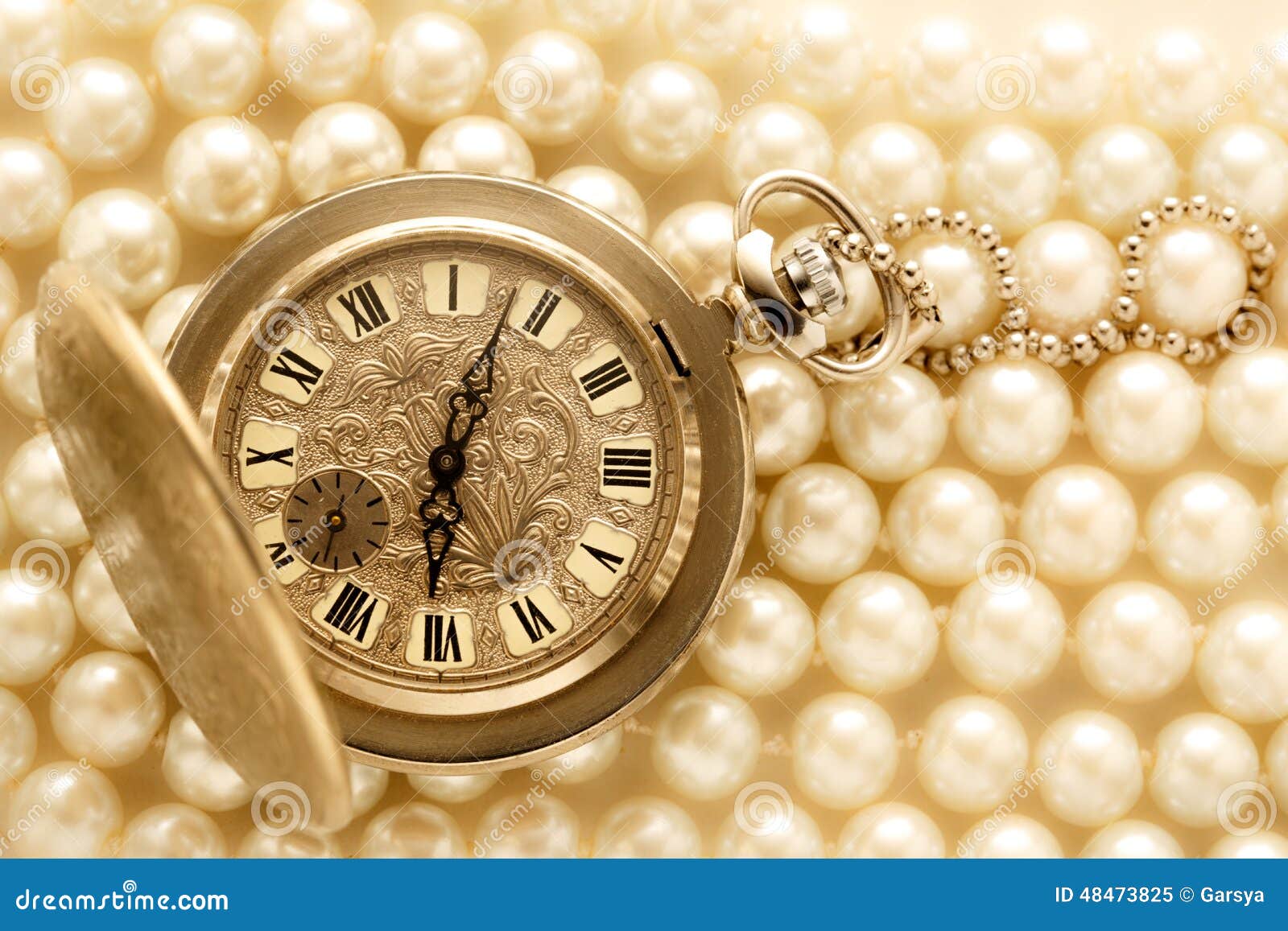 Watch on white pearl stock image. Image of gift, band - 48473825