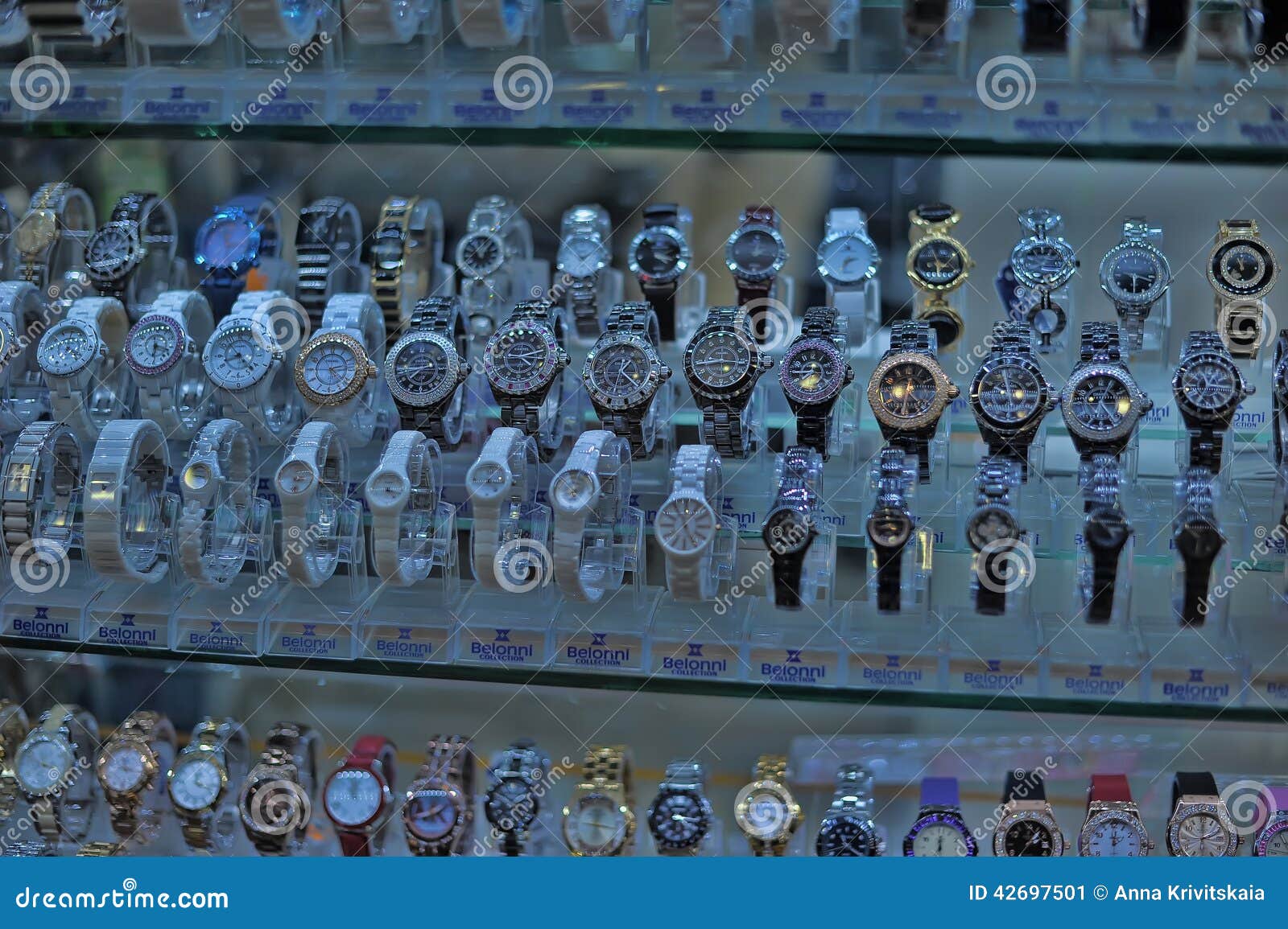Watches in the store editorial photo. Image of watch 42697501