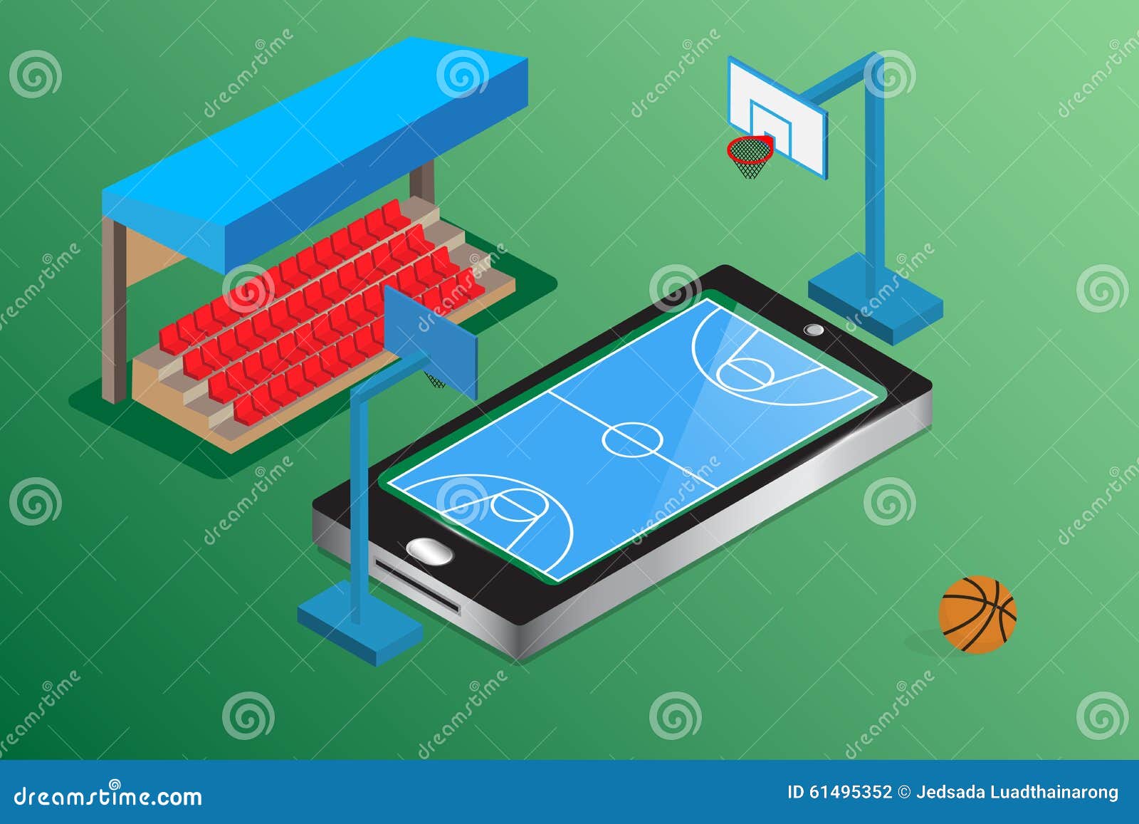 Watching Basketball Online Smartphone Stock Vector Illustration of