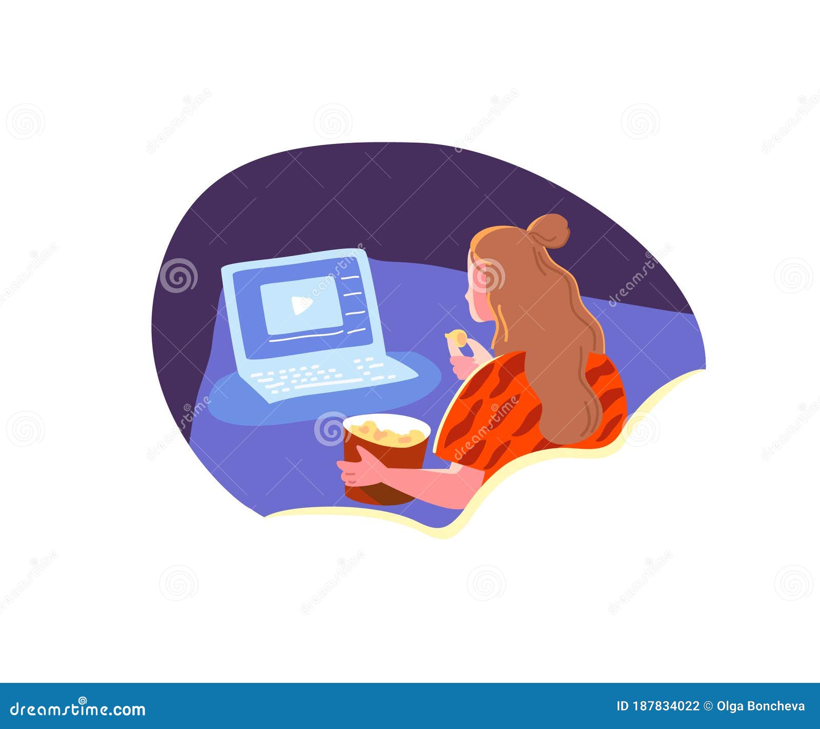 Watching Movies at Home. Online Cinema Stock Vector - Illustration of ...