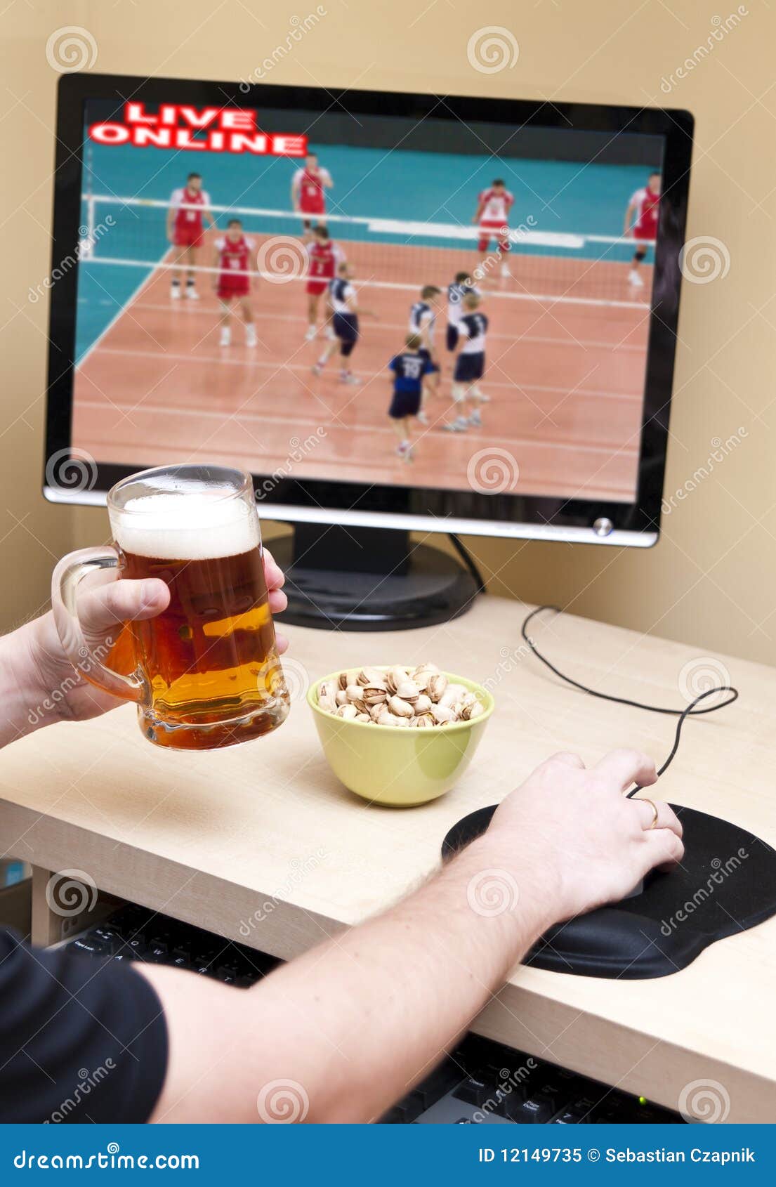 Watching sport online stock image. Image of modern, mouse 12149735