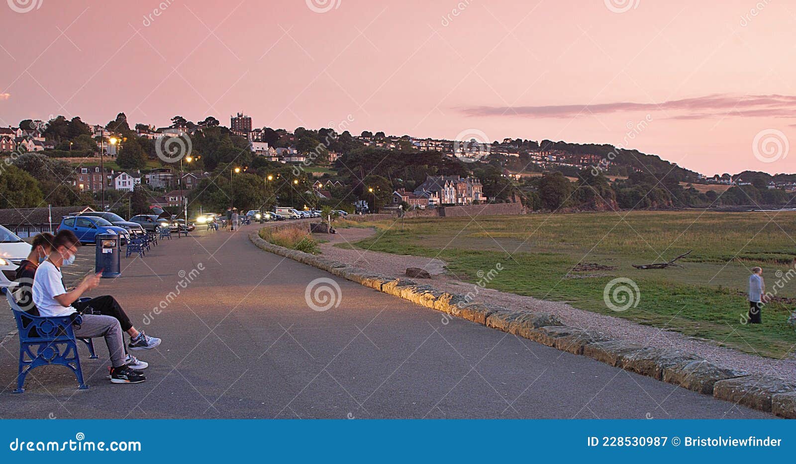 Portishead, UK Seafront At Night 09102021 Covid19 Editorial Image