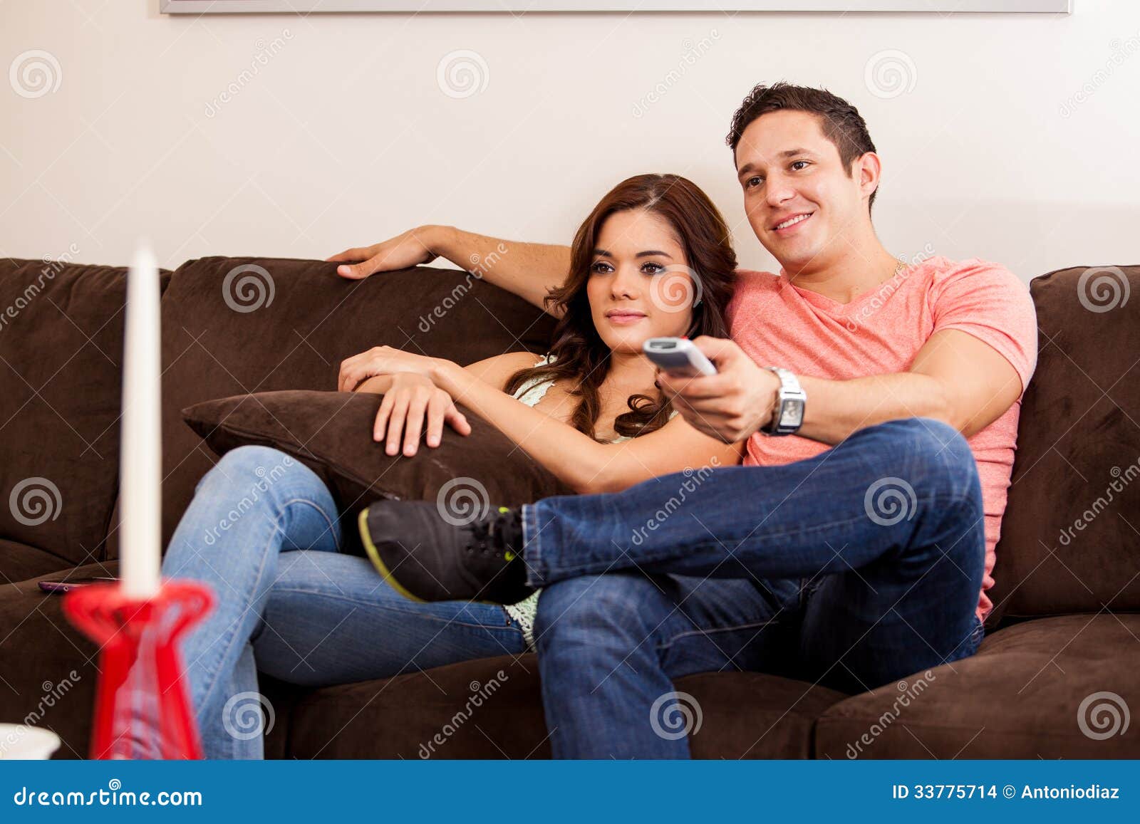 Watching TV With My Girlfriend Stock Photo photo Watching TV With My Girlfriend Stock Photo image