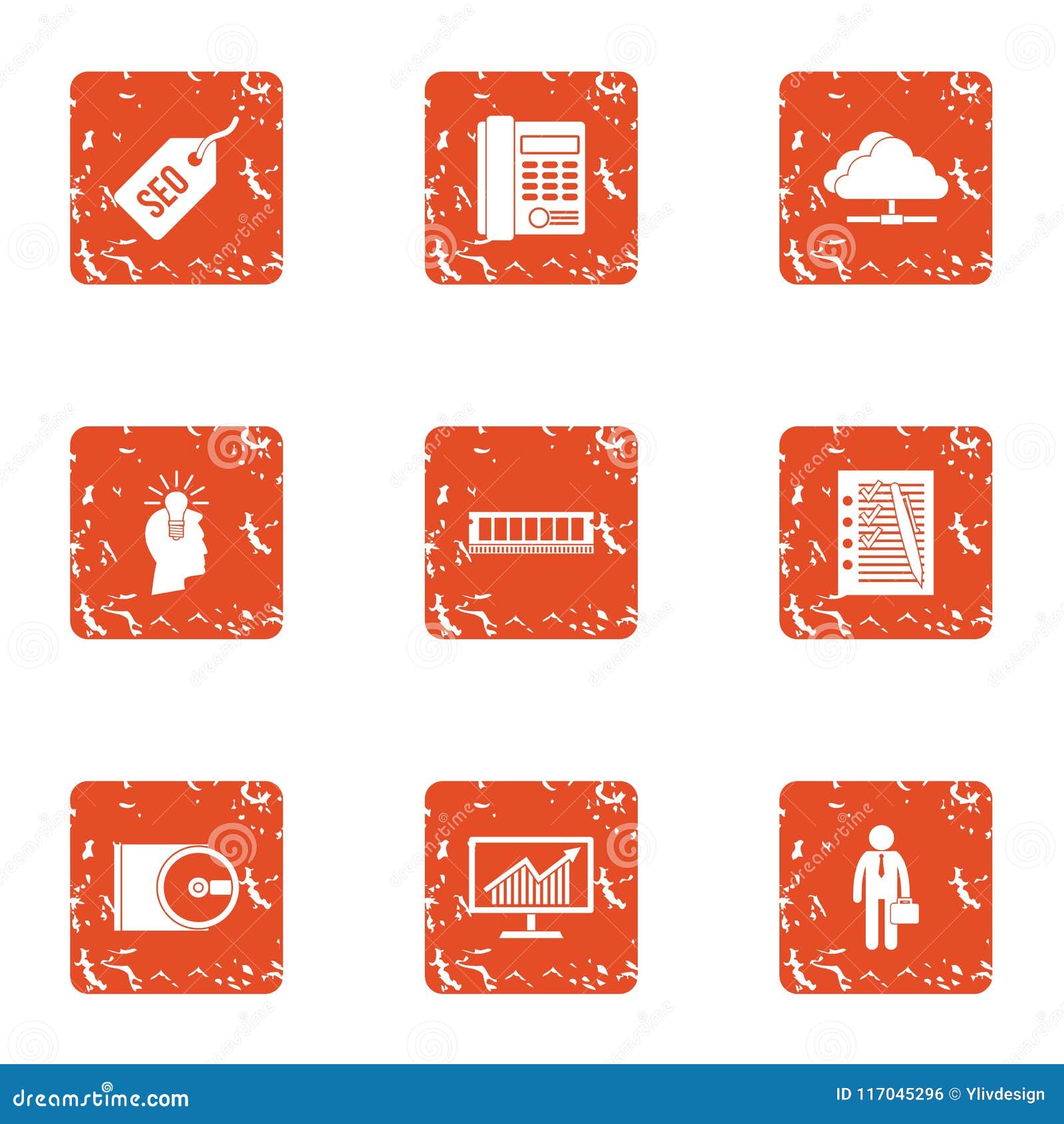 watchword icons set, grunge style