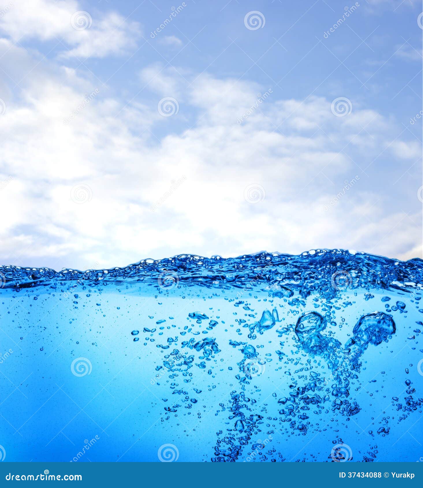 Water and Air Bubbles Over Sky Background Stock Photo Image of liquid