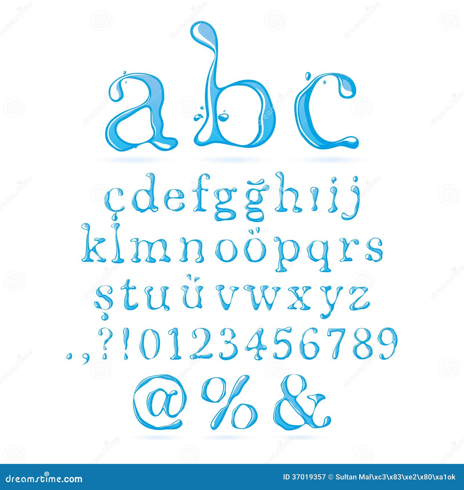 Water alphabet Lower Case stock vector. Illustration of confectionery