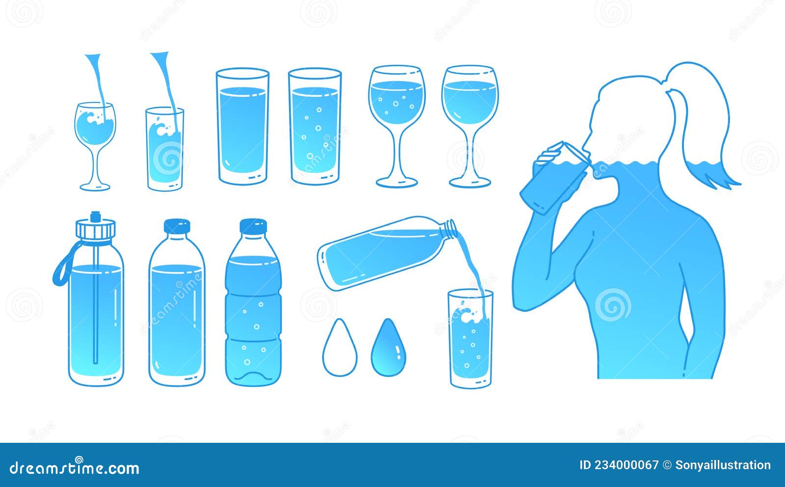 Water Balance Concept Illustrations Set Stock Vector Illustration of