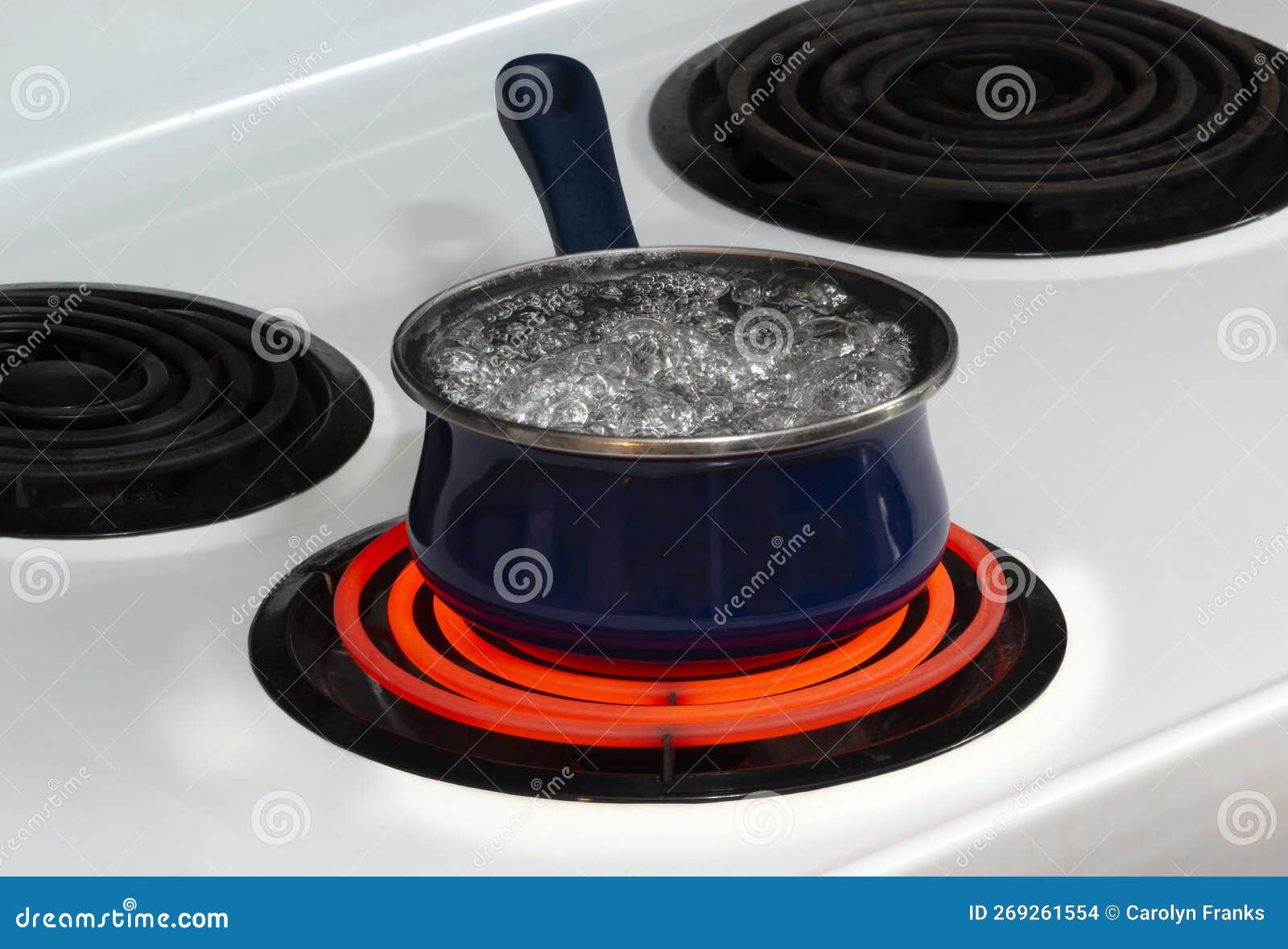 Boiling Pot Of Water On Hot Electric Burner Stock Photo, Picture and  Royalty Free Image. Image 34317573.