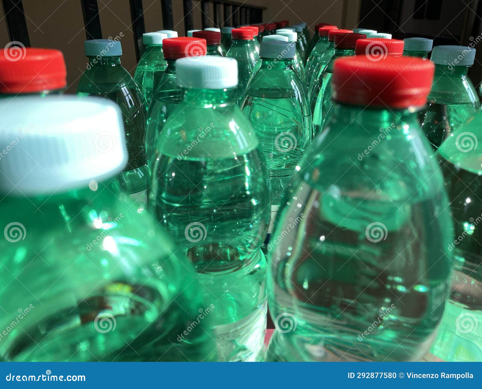 Water Bottle with Colored Caps Stock Photo Image of blue, colored
