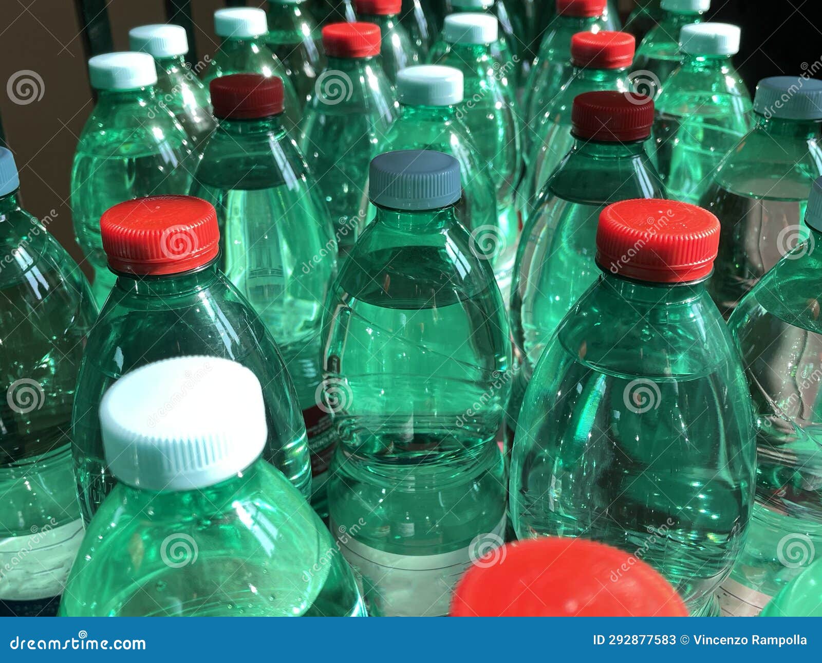 Water Bottle with Colored Caps Stock Image Image of arranged, caps