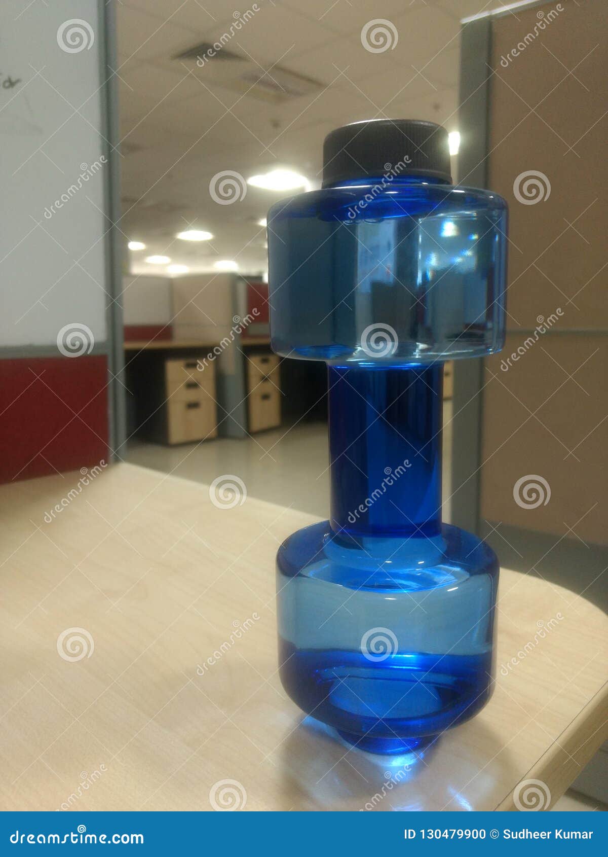 dumbell water bottle in work place