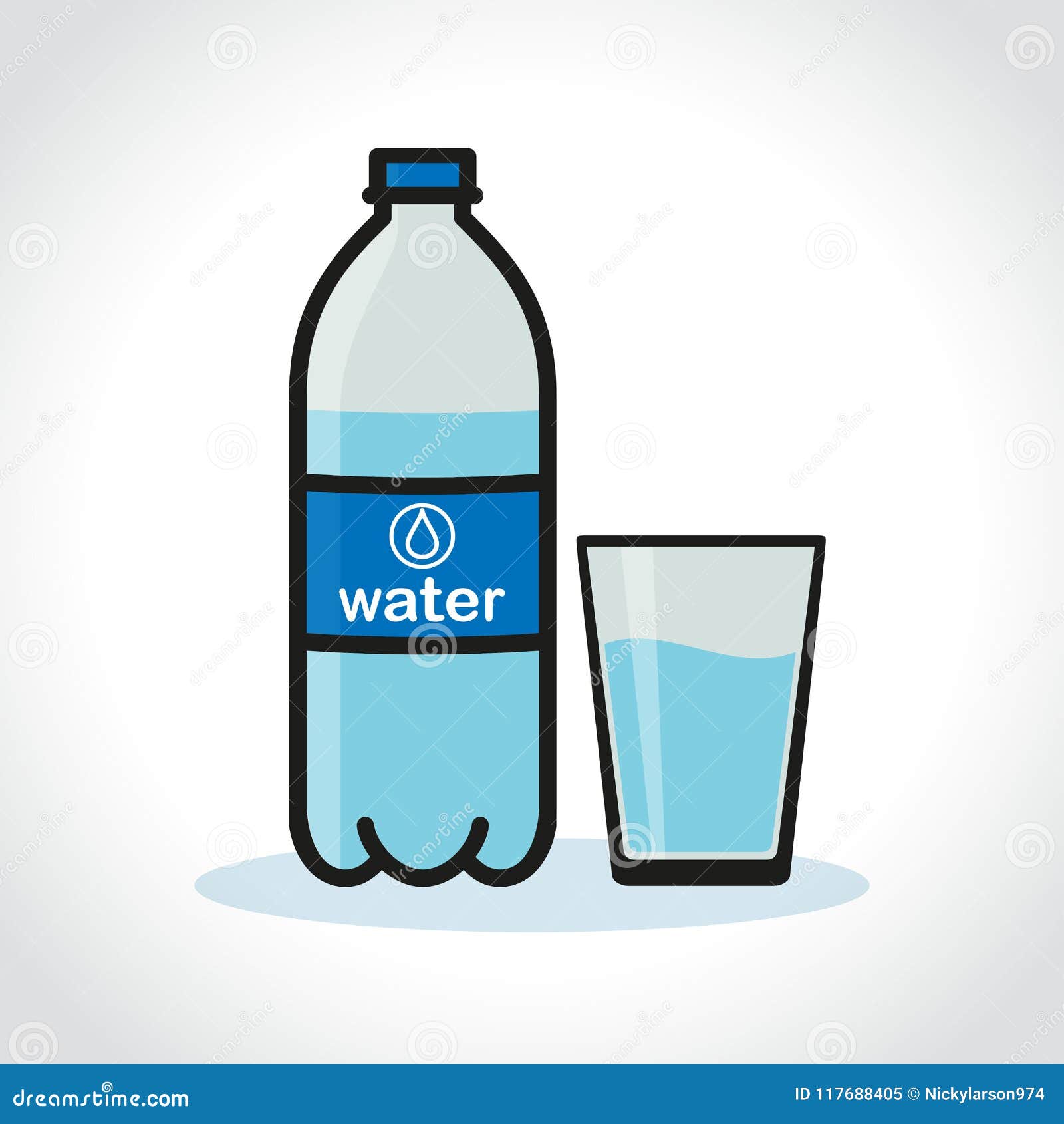 Water Bottle And Glass On White Background Stock Vector Illustration