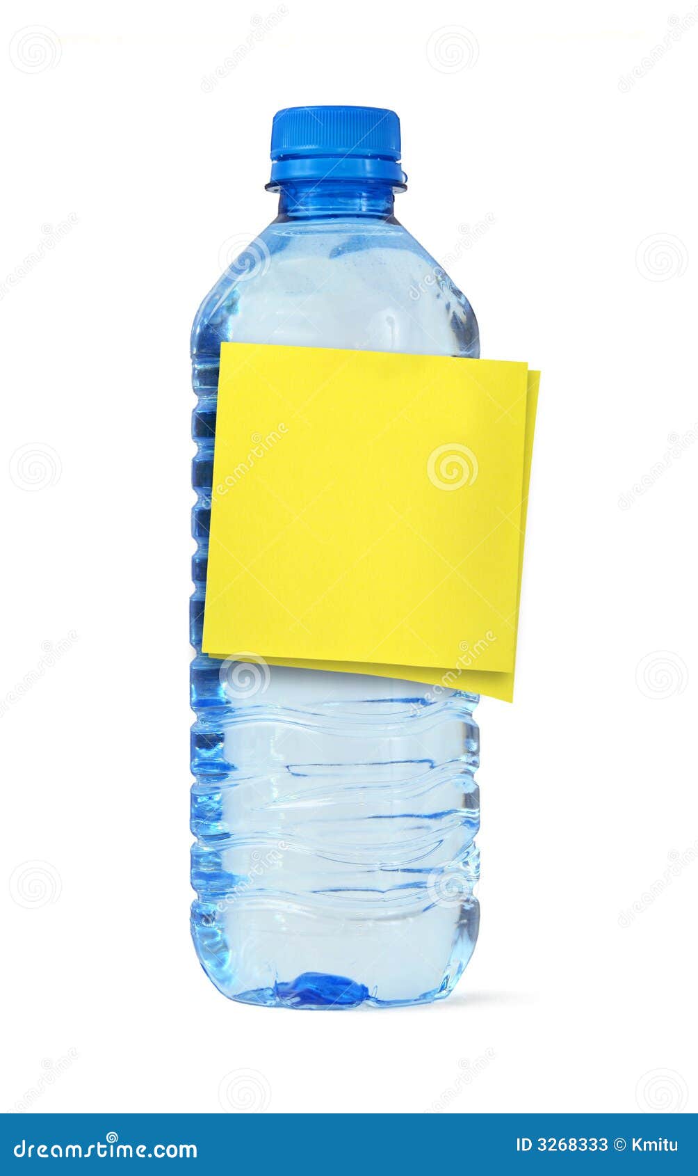 Water Bottle With Yellow Note Stock Image Image Of Yellow Blue 3268333