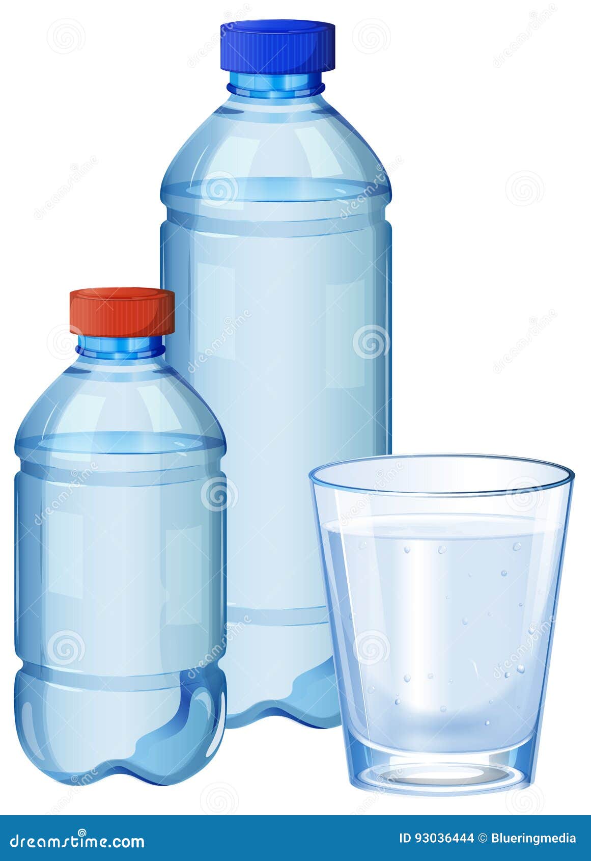 Water Bottles and Glass with Drinking Water Stock Vector Illustration
