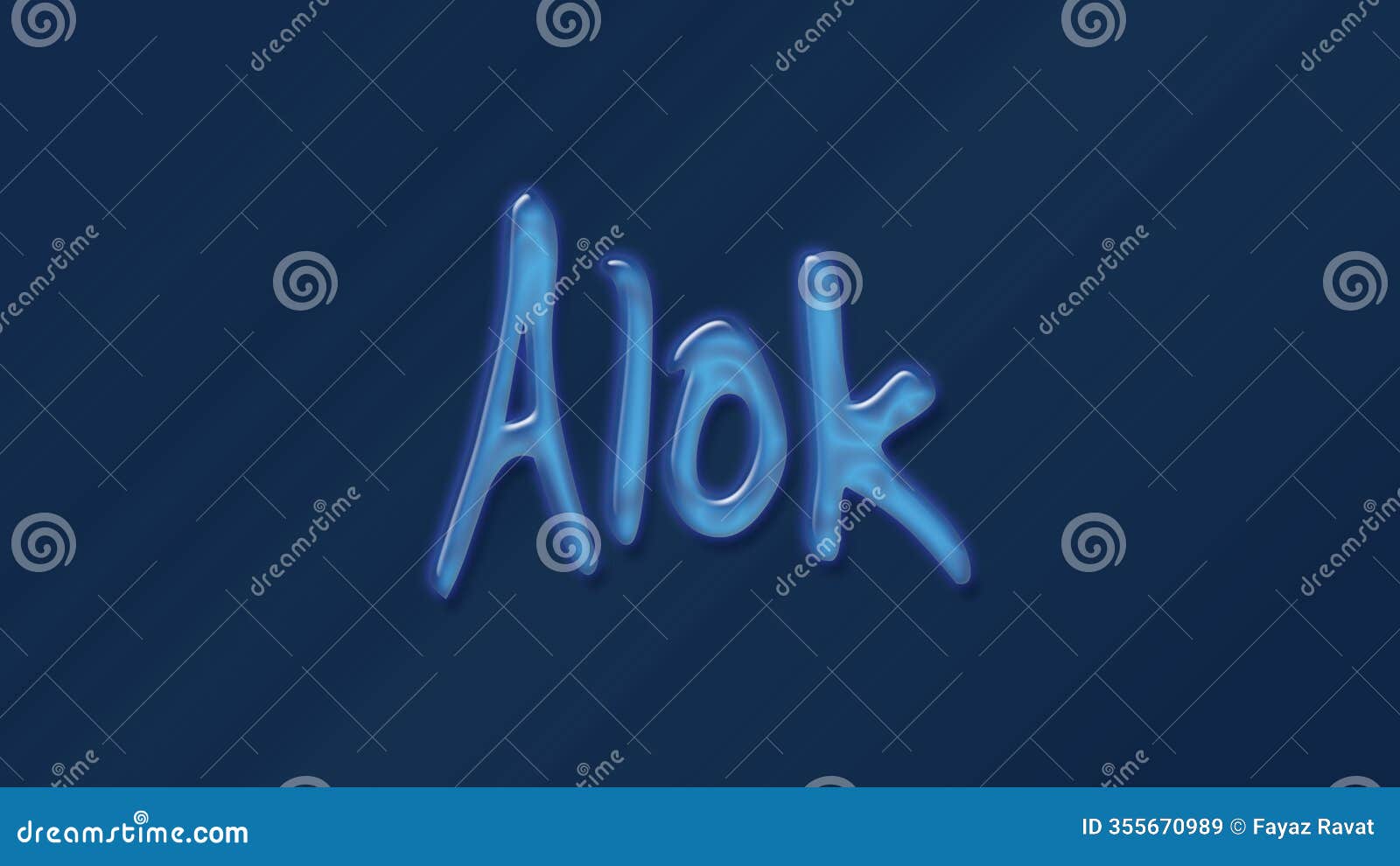 water bubble 3d text effect of name alok 0n blue background.