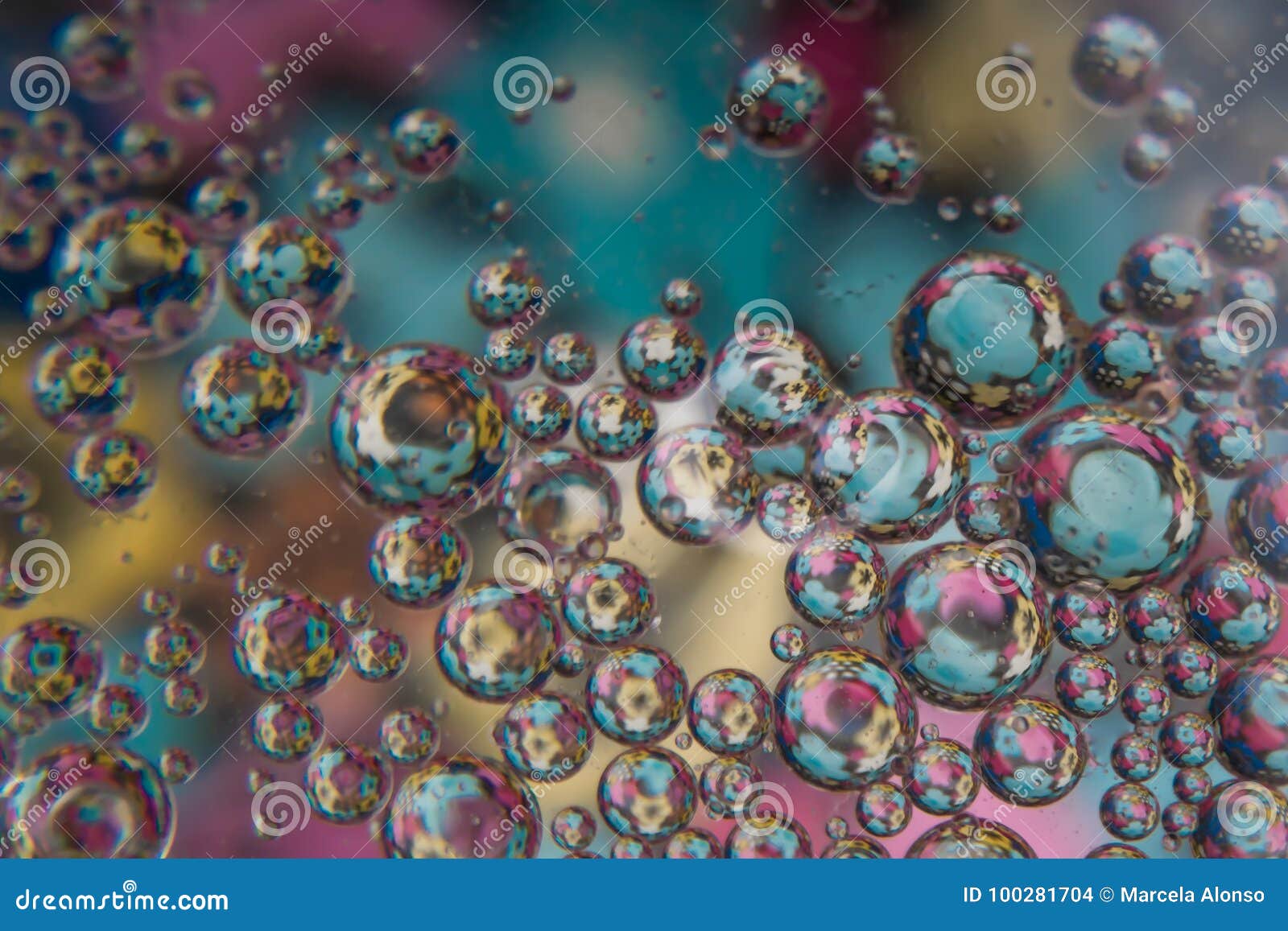 water bubbles with colorful flowers