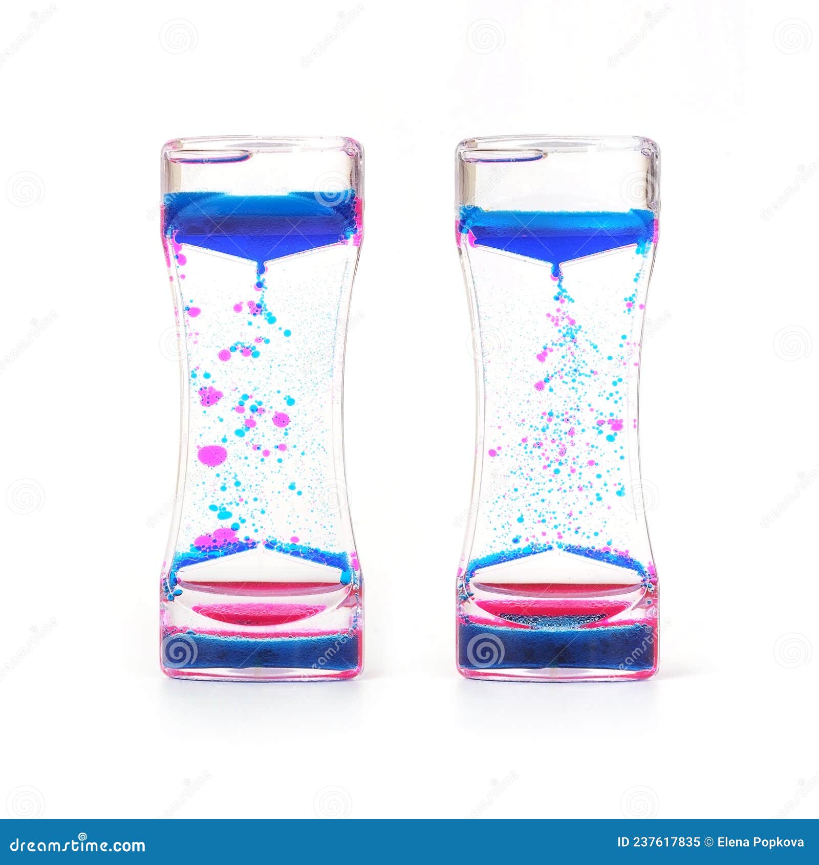 Water Clock Clepsydra with Coloured Drops Isolated on a White