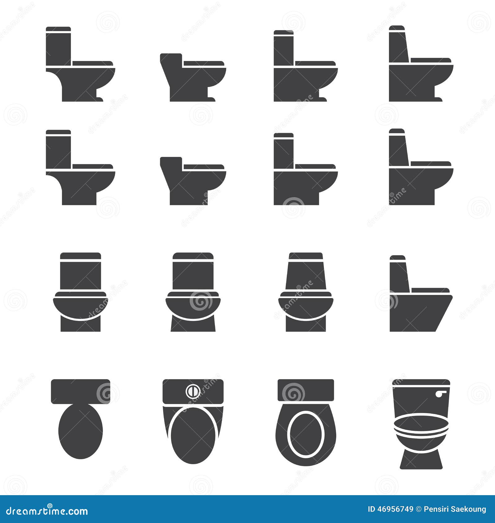 Water closet icon set stock vector. Illustration of outline 46956749