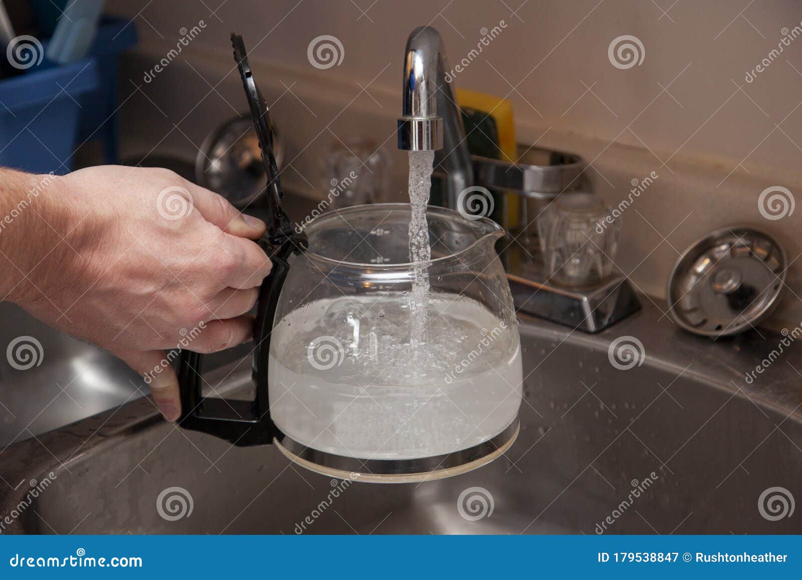 water into the coffee pot