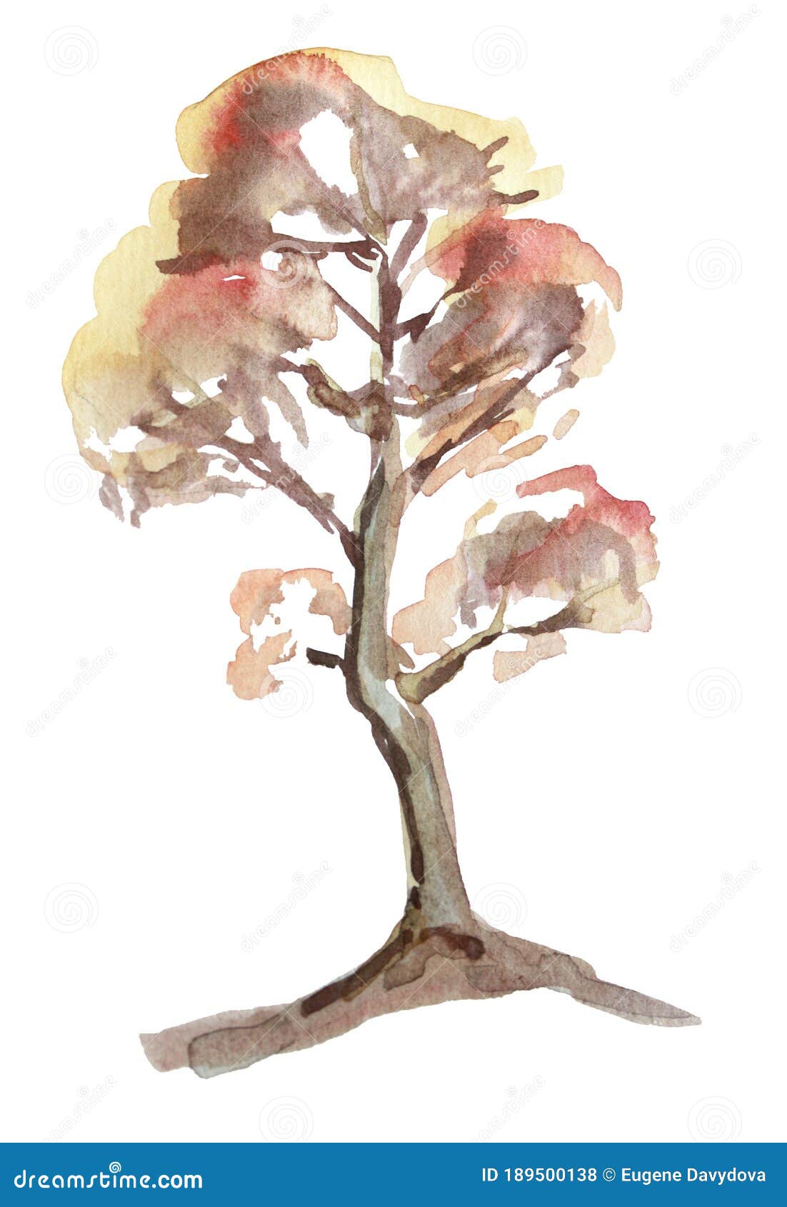 Water Color Painted Tree on White Background Stock Illustration - Illustration of colorful, hand ...